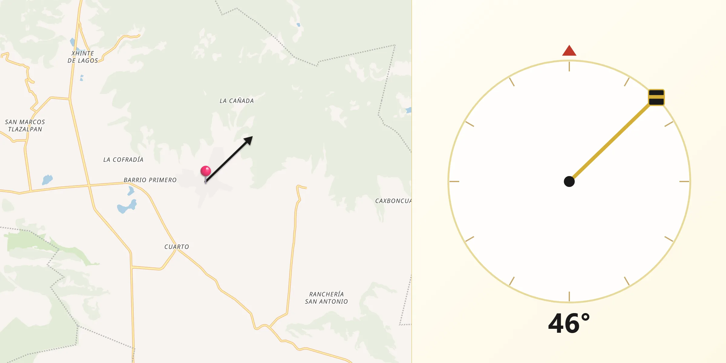 Dirección de la Qibla desde San Bartolo Morelos