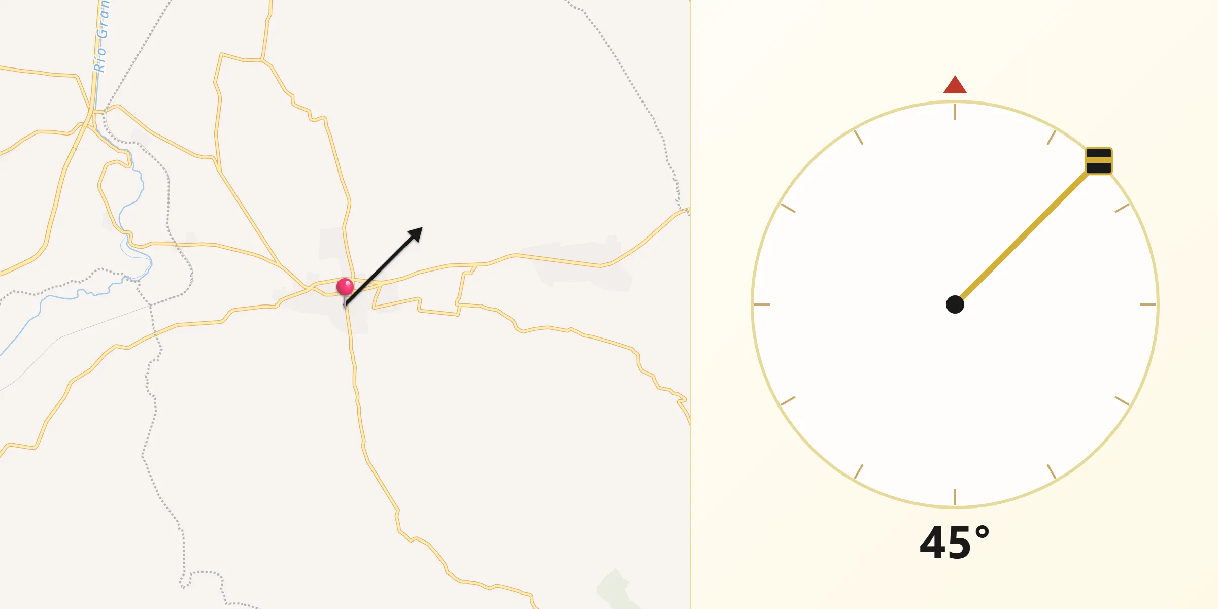 Dirección de la Qibla desde Indaparapeo