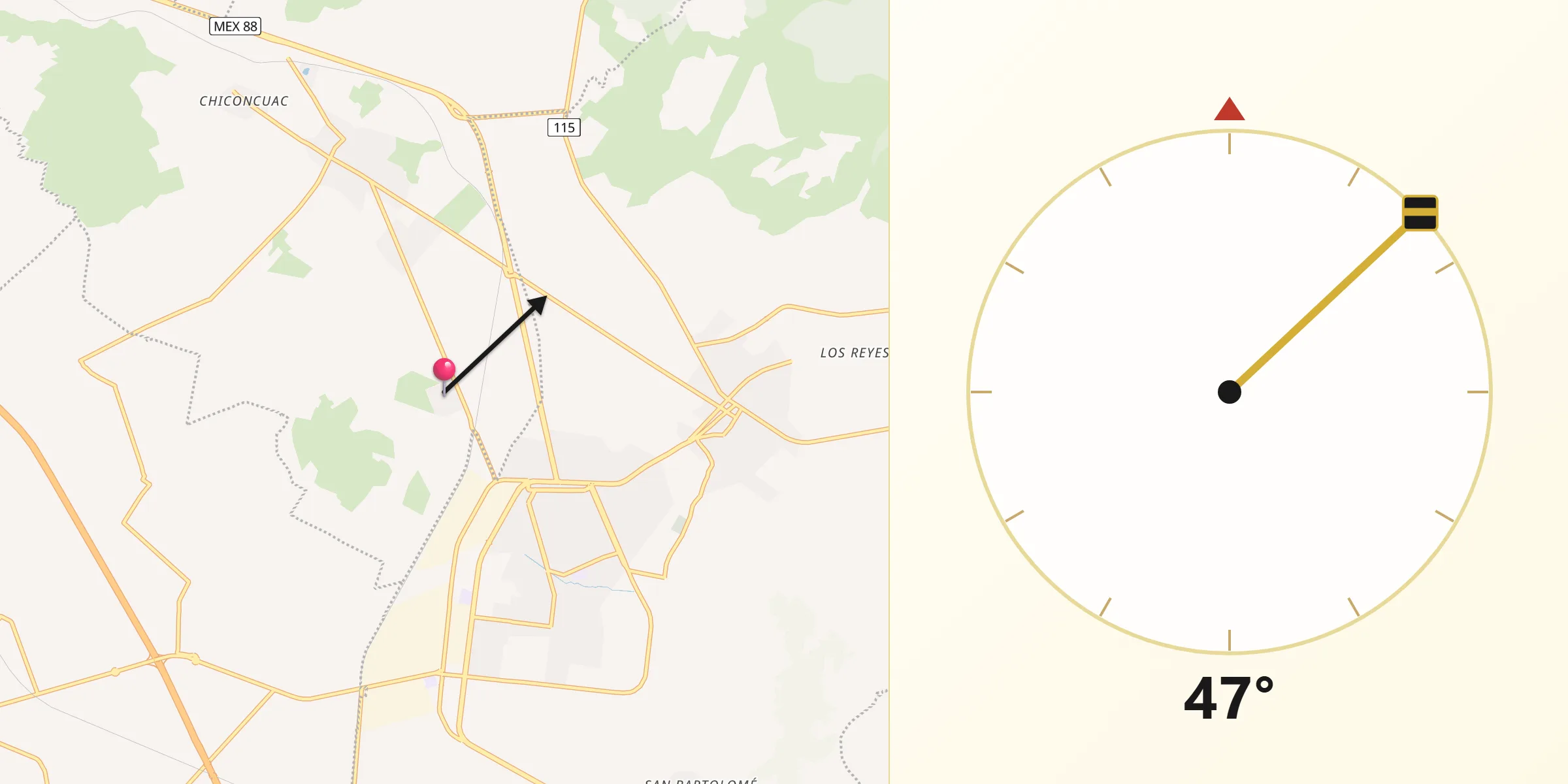 Dirección de la Qibla desde San Isidro