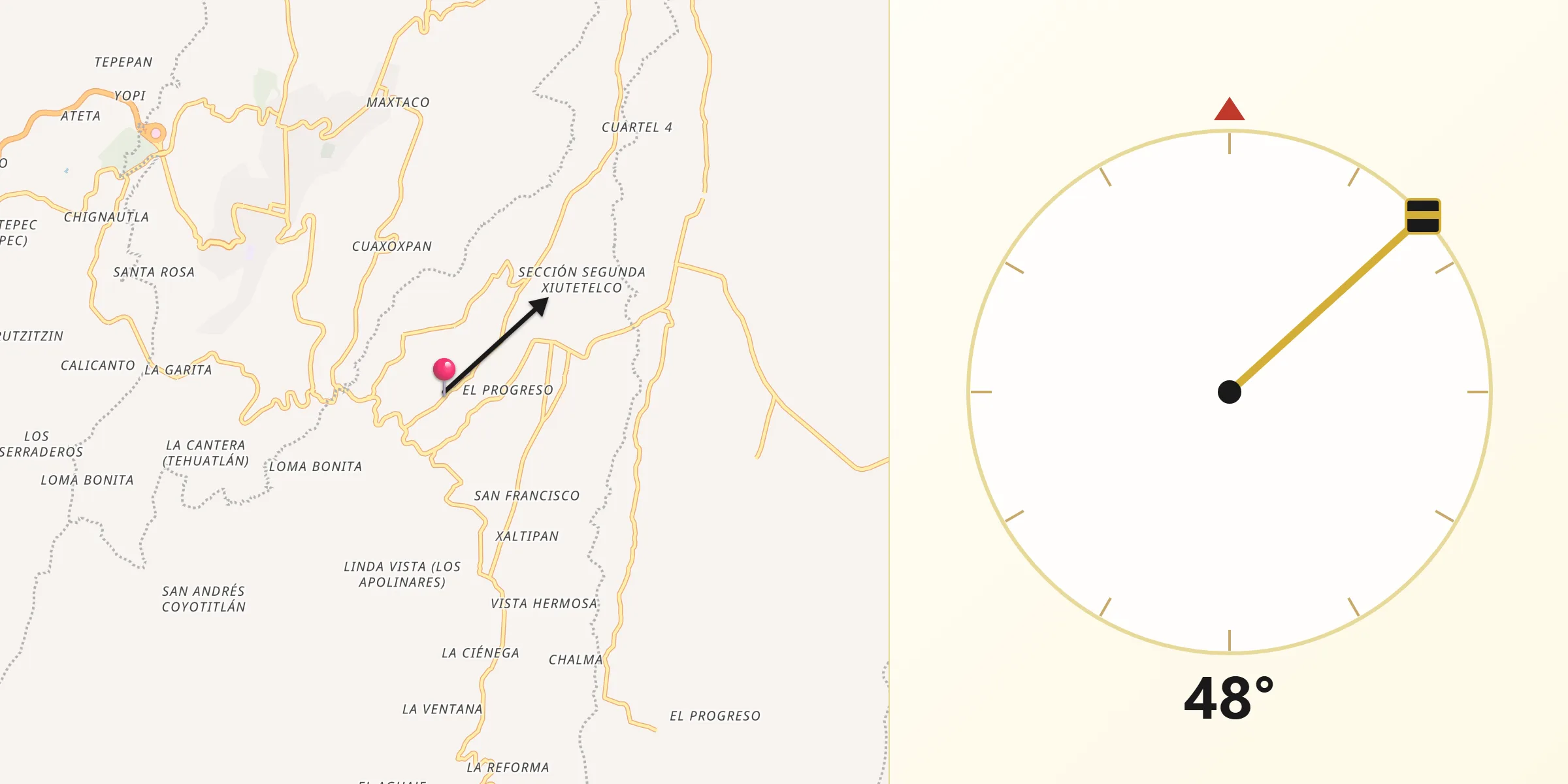 Dirección de la Qibla desde San Andrés