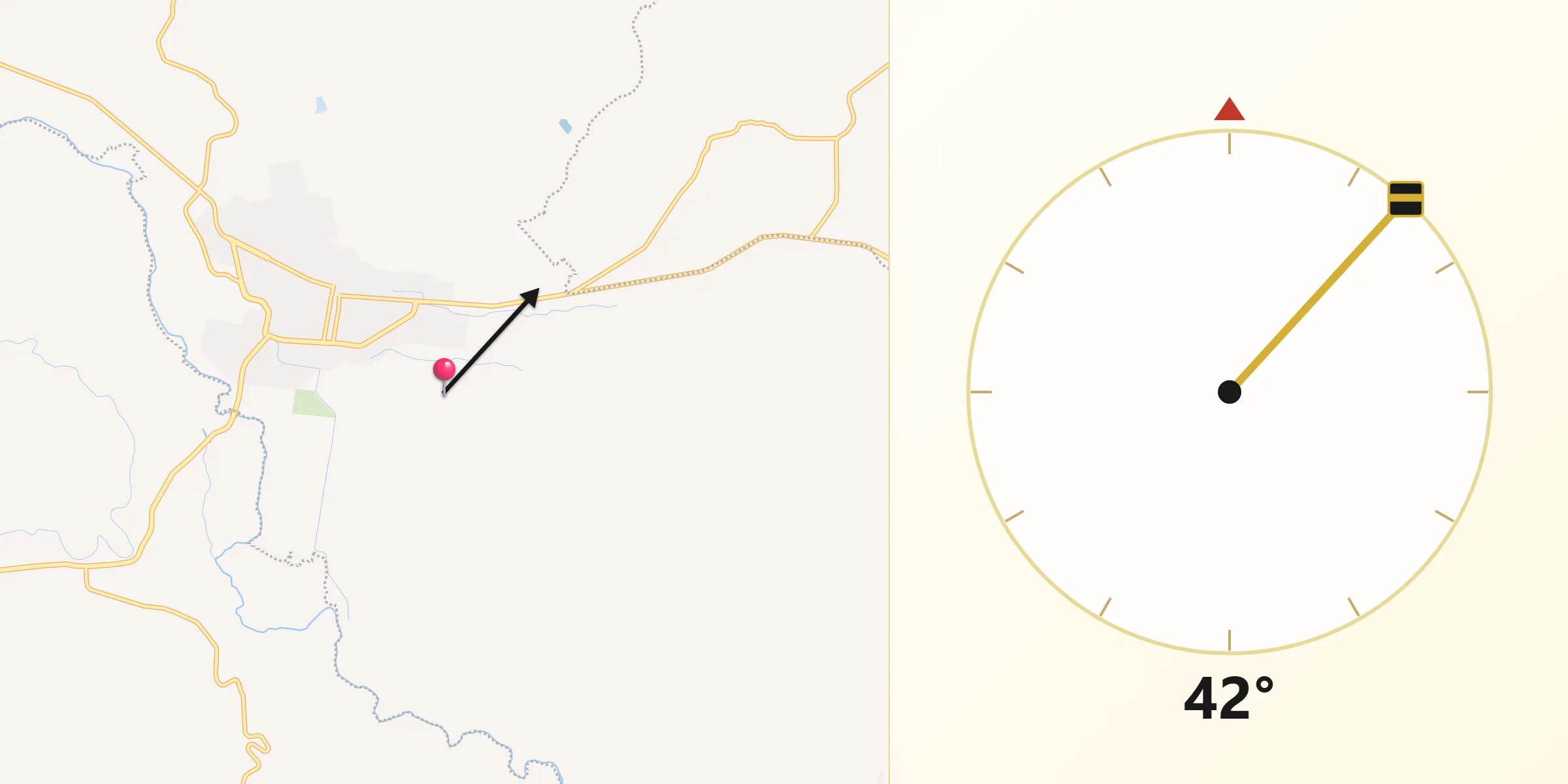 Dirección de la Qibla desde El Grullo