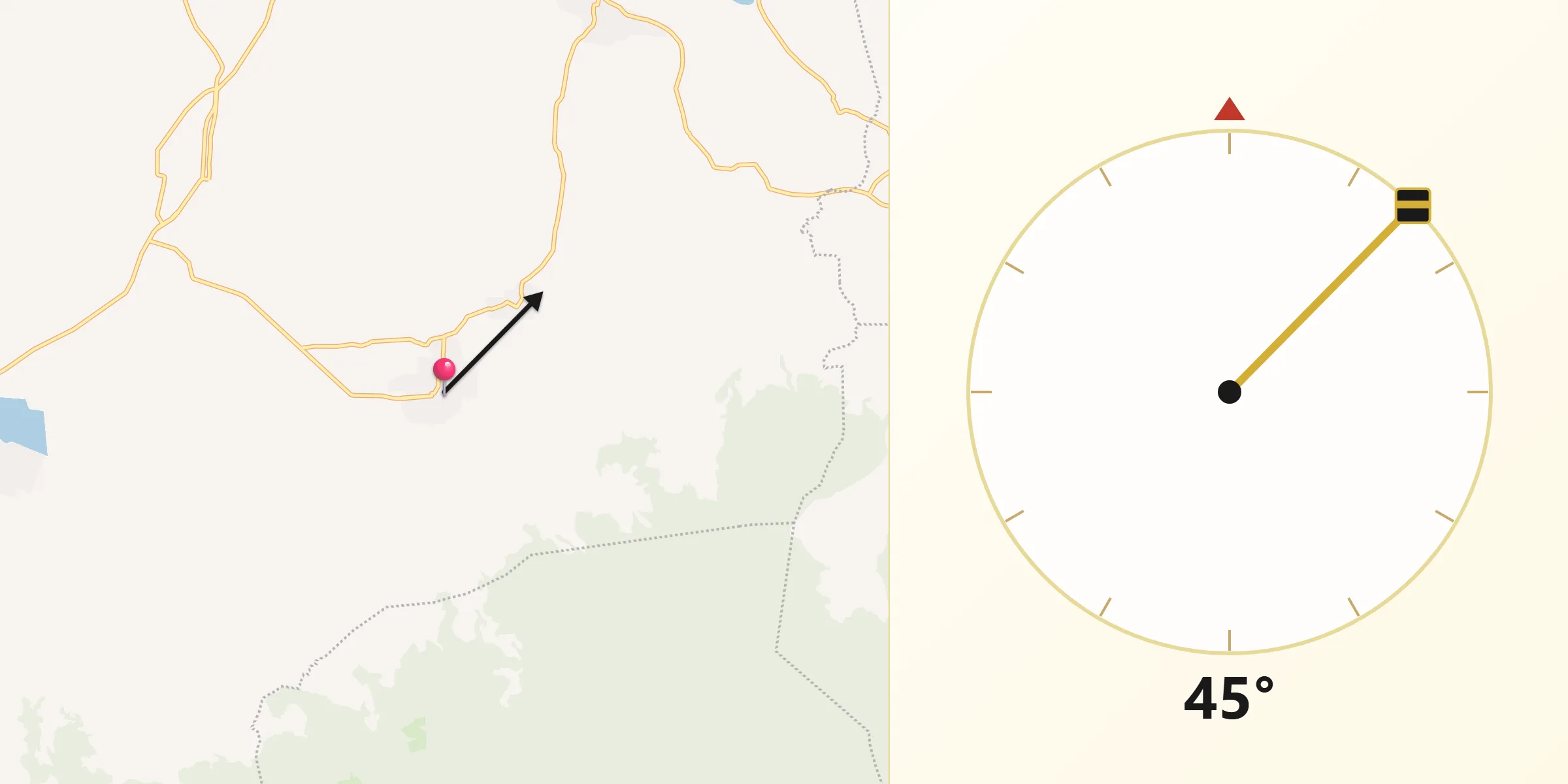 Dirección de la Qibla desde Zipiajo