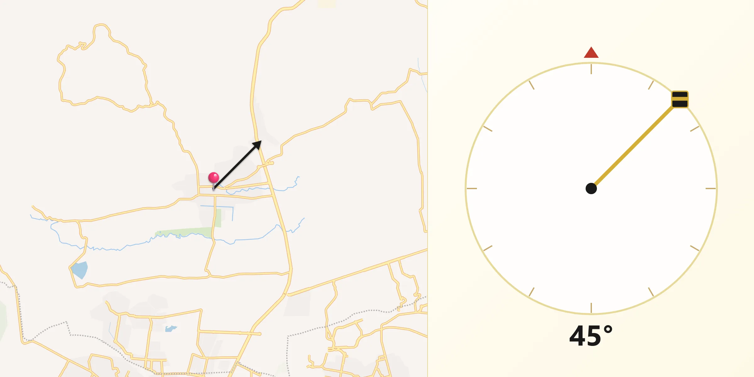 Dirección de la Qibla desde Tarímbaro