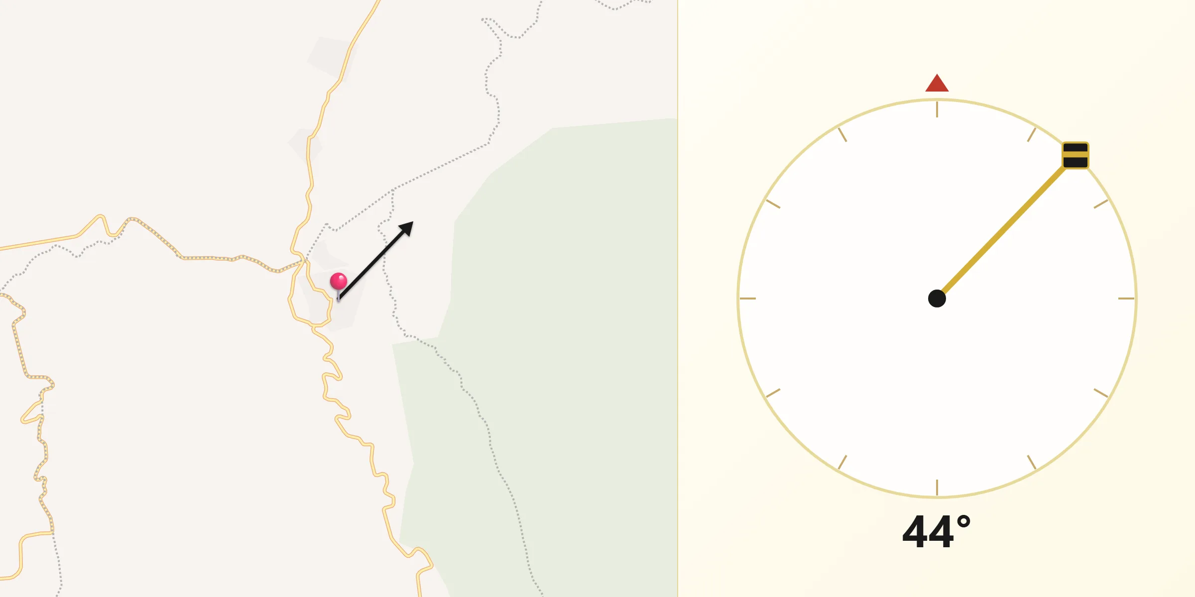 Dirección de la Qibla desde Ocumicho
