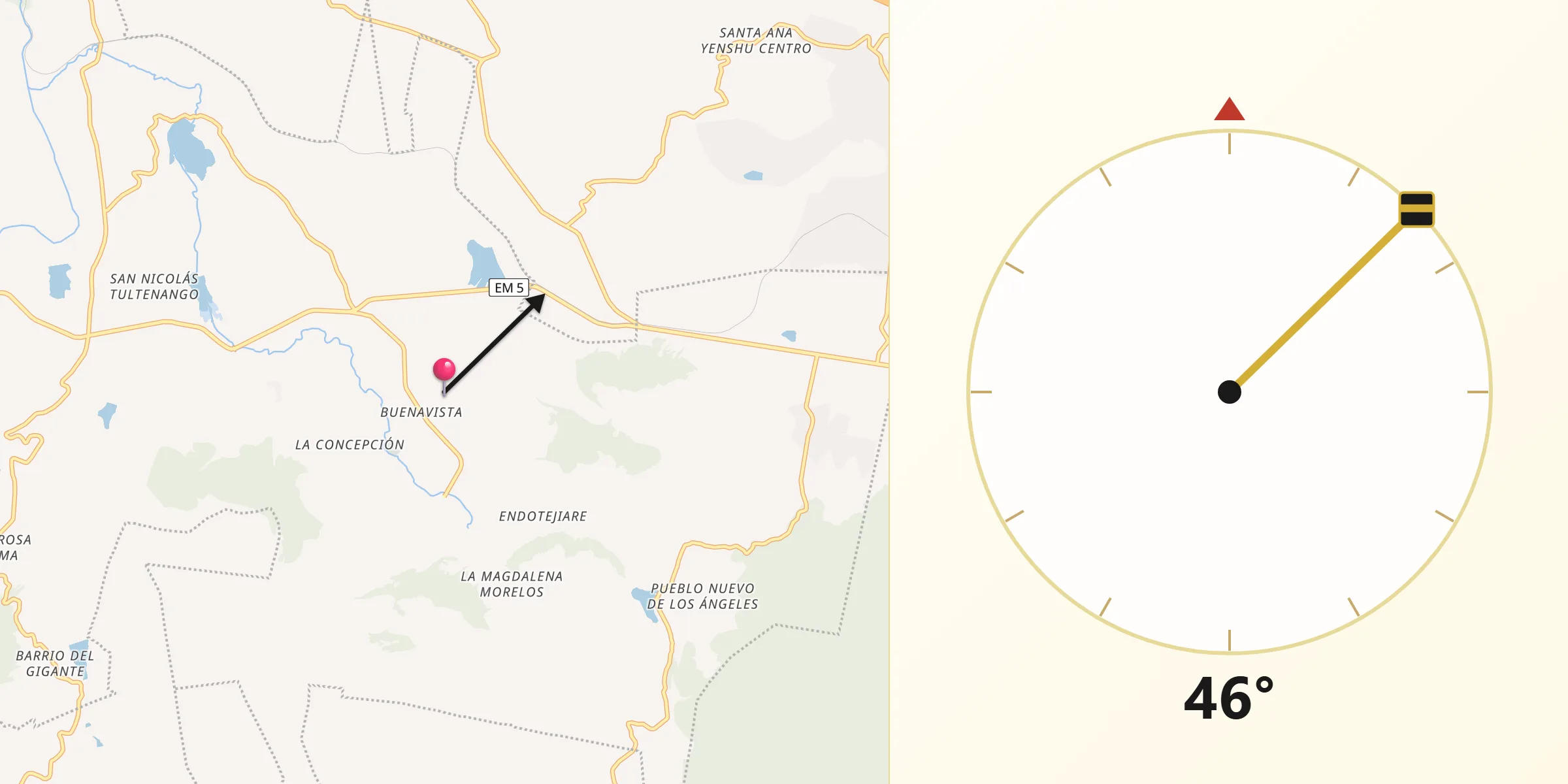 Dirección de la Qibla desde Buenavista