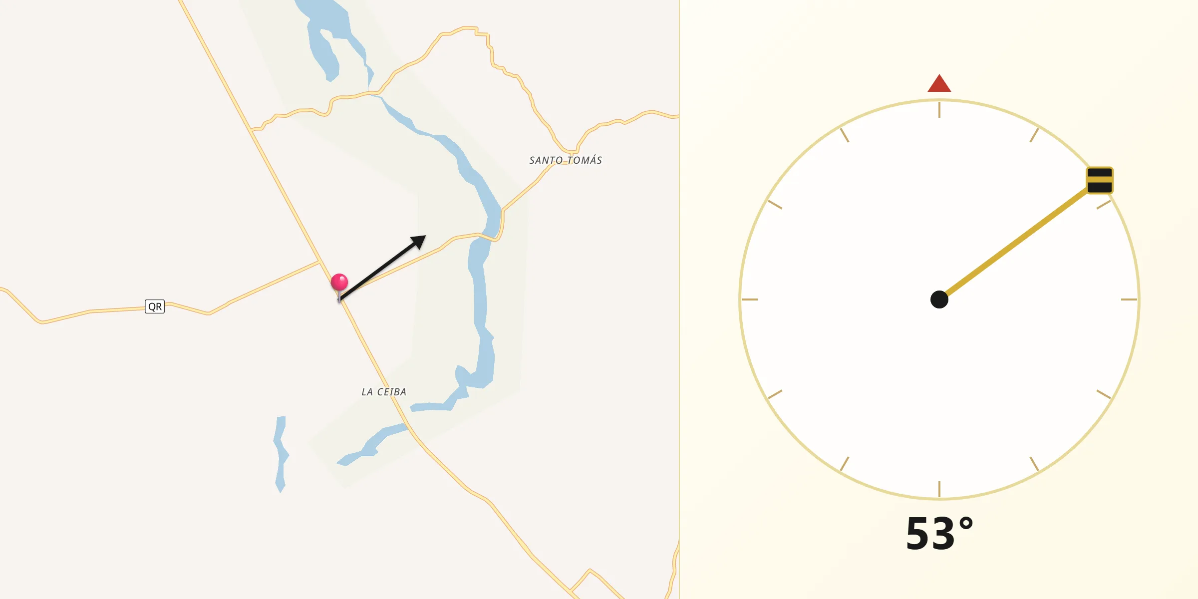 Dirección de la Qibla desde La Presumida