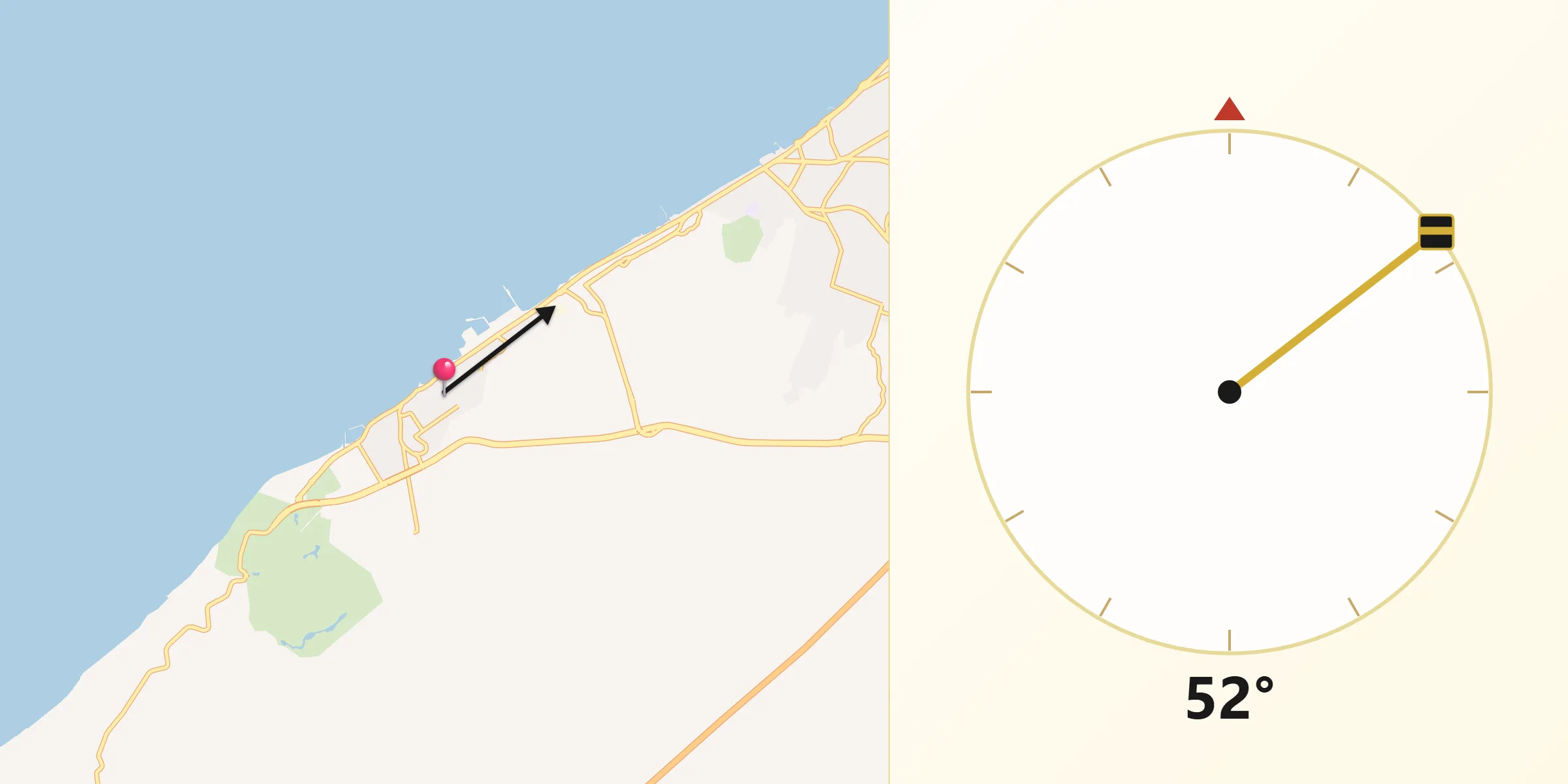 Dirección de la Qibla desde Lerma