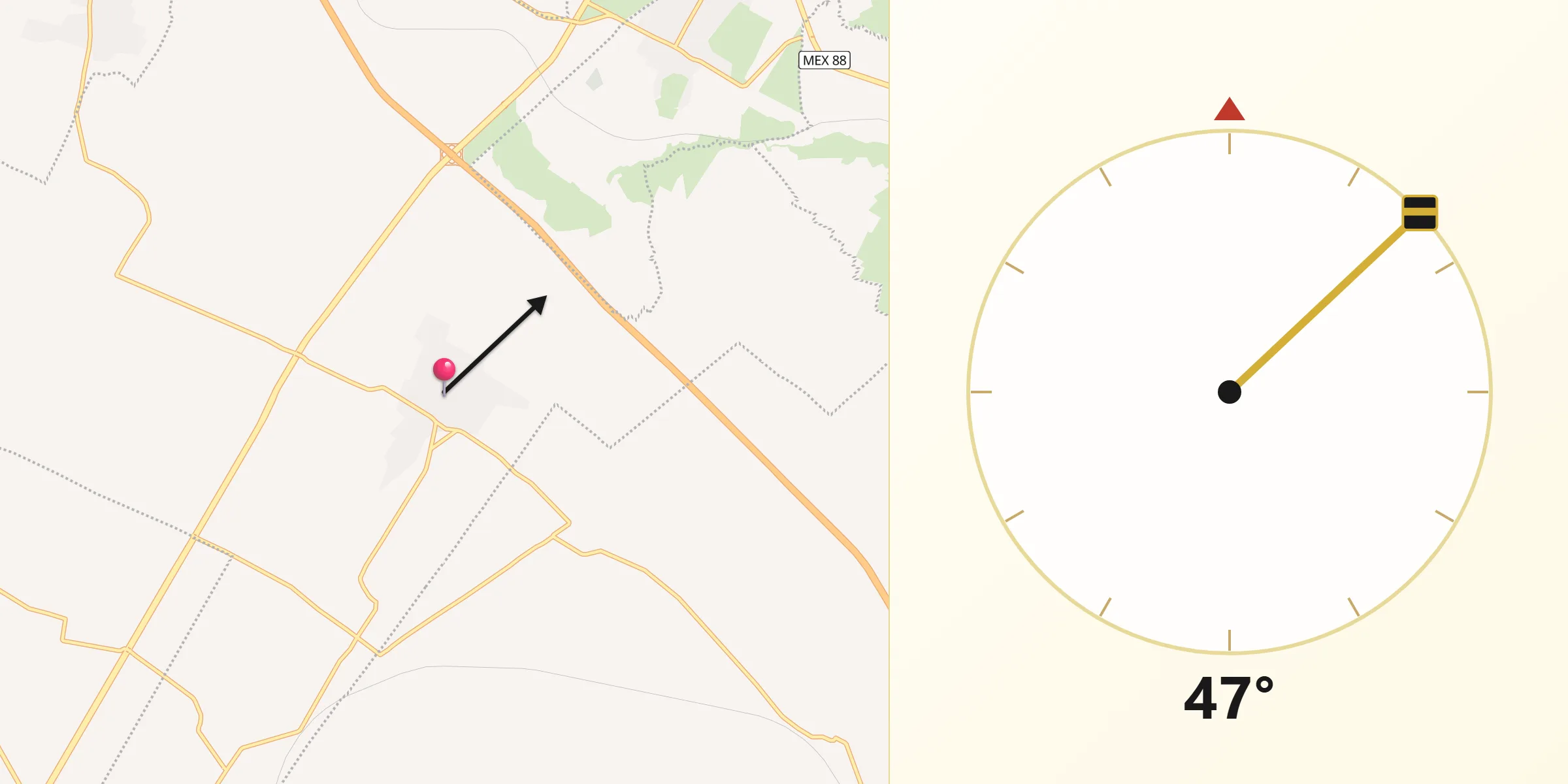 Dirección de la Qibla desde San Felipe Teotitlán