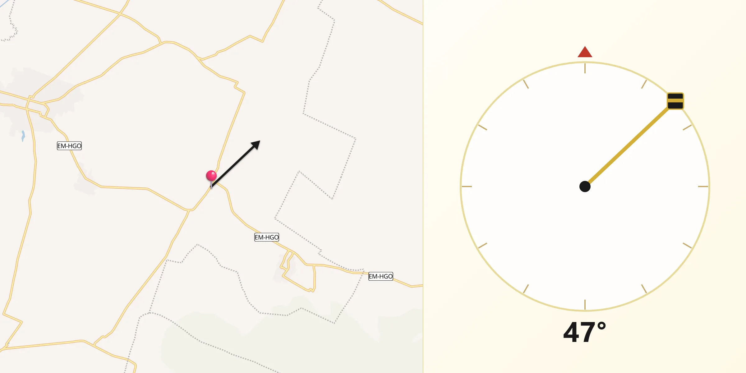 Dirección de la Qibla desde Teacalco