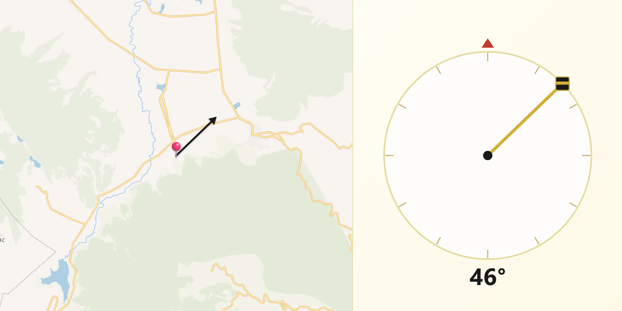 Dirección de la Qibla desde Tenjay