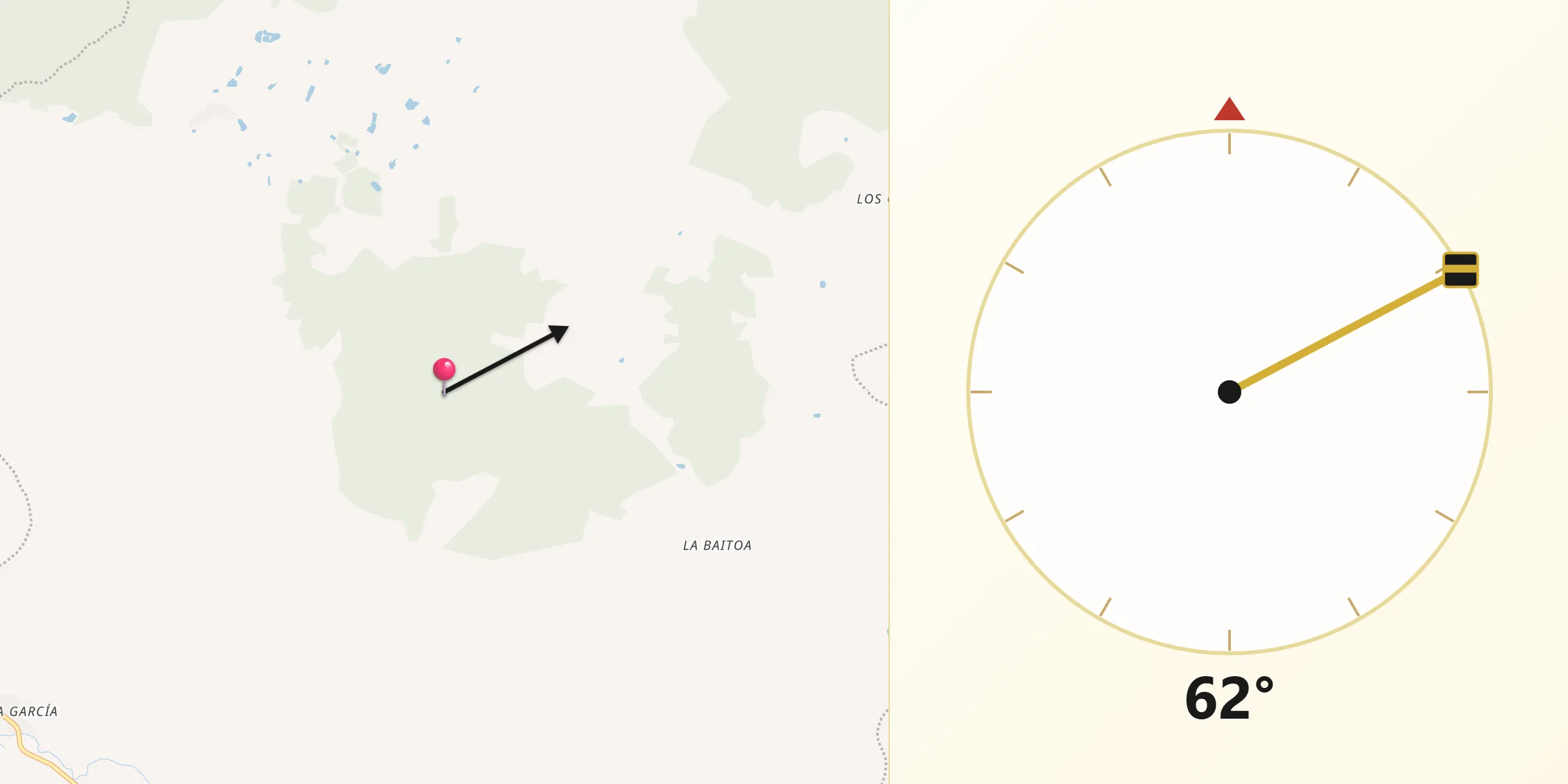 Dirección de la Qibla desde Villa Vásquez