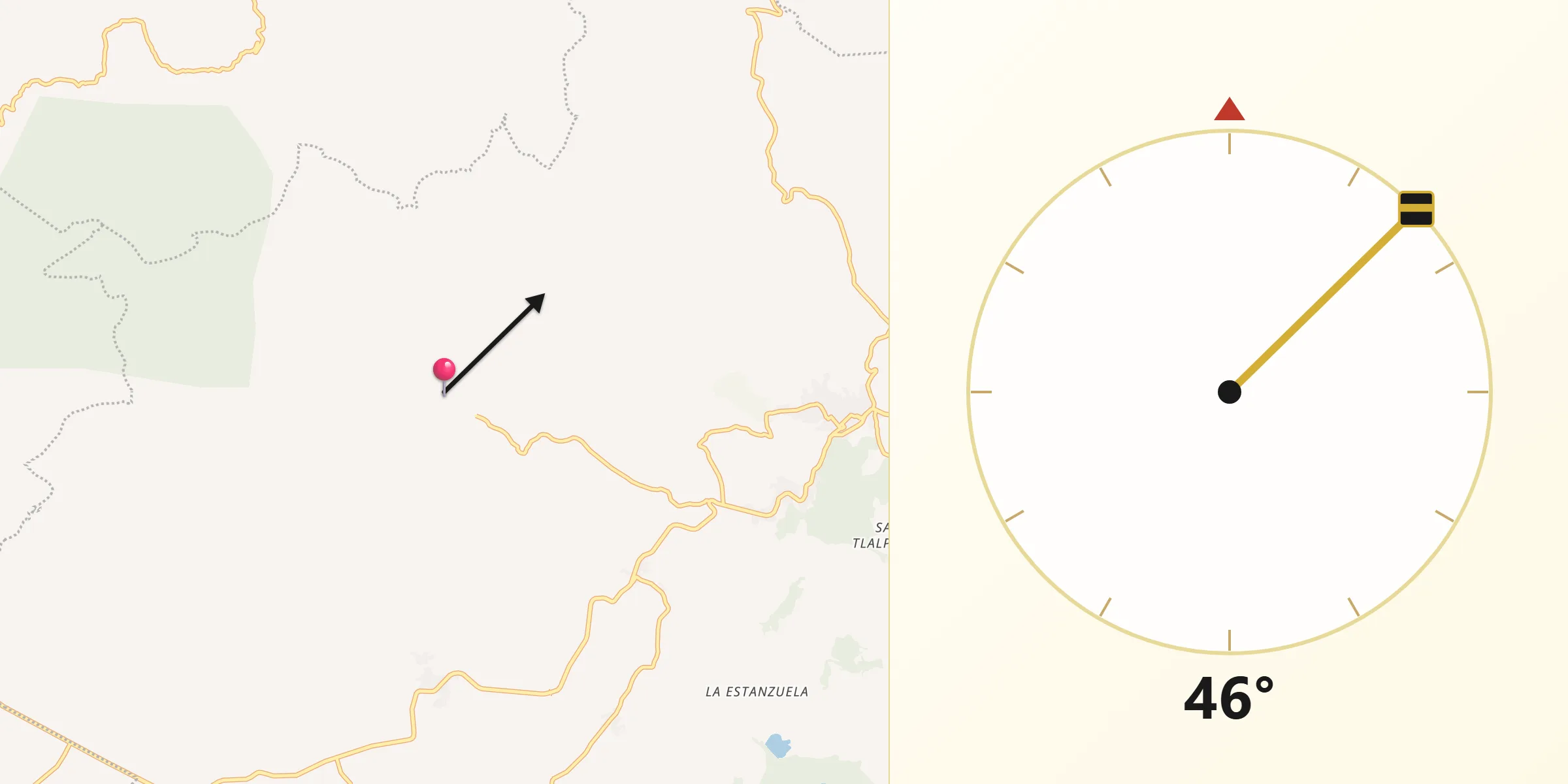 Dirección de la Qibla desde San Pedro Tarímbaro