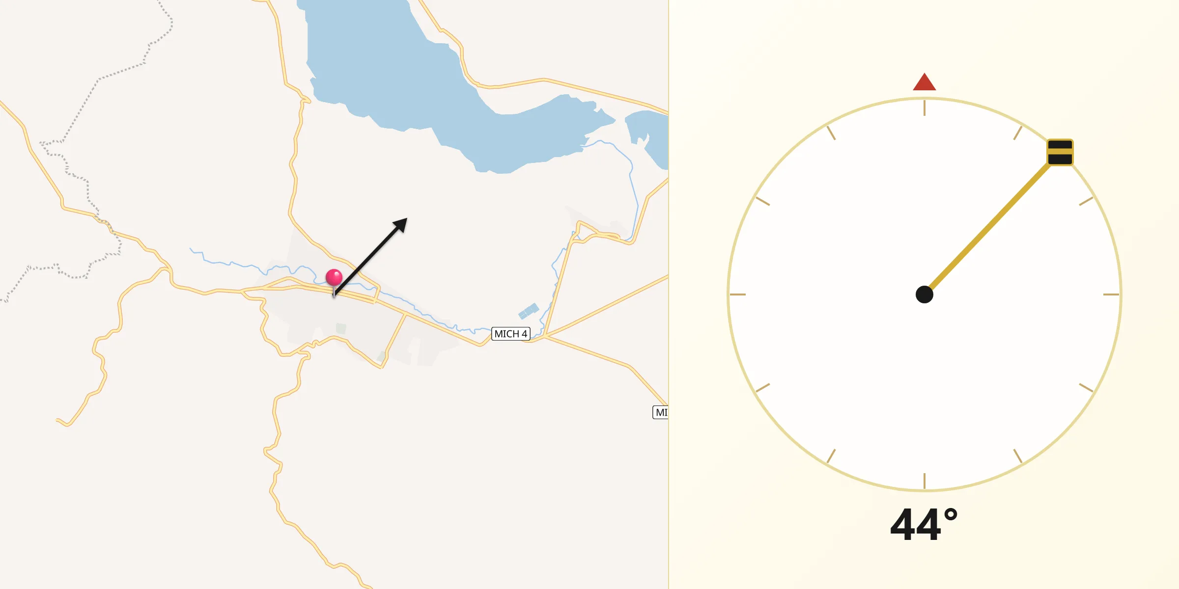 Dirección de la Qibla desde Cotija de la Paz