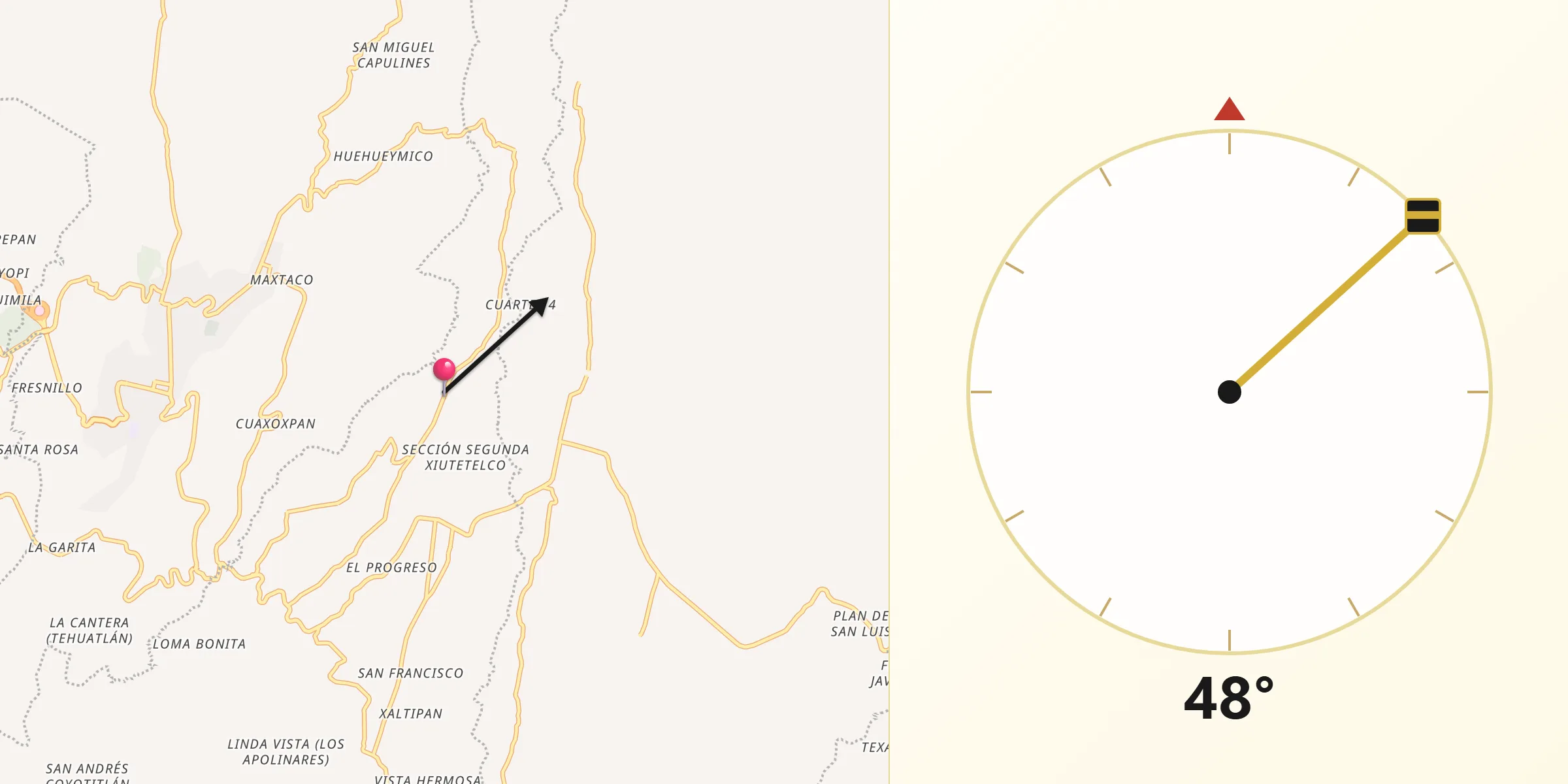 Dirección de la Qibla desde Santiago