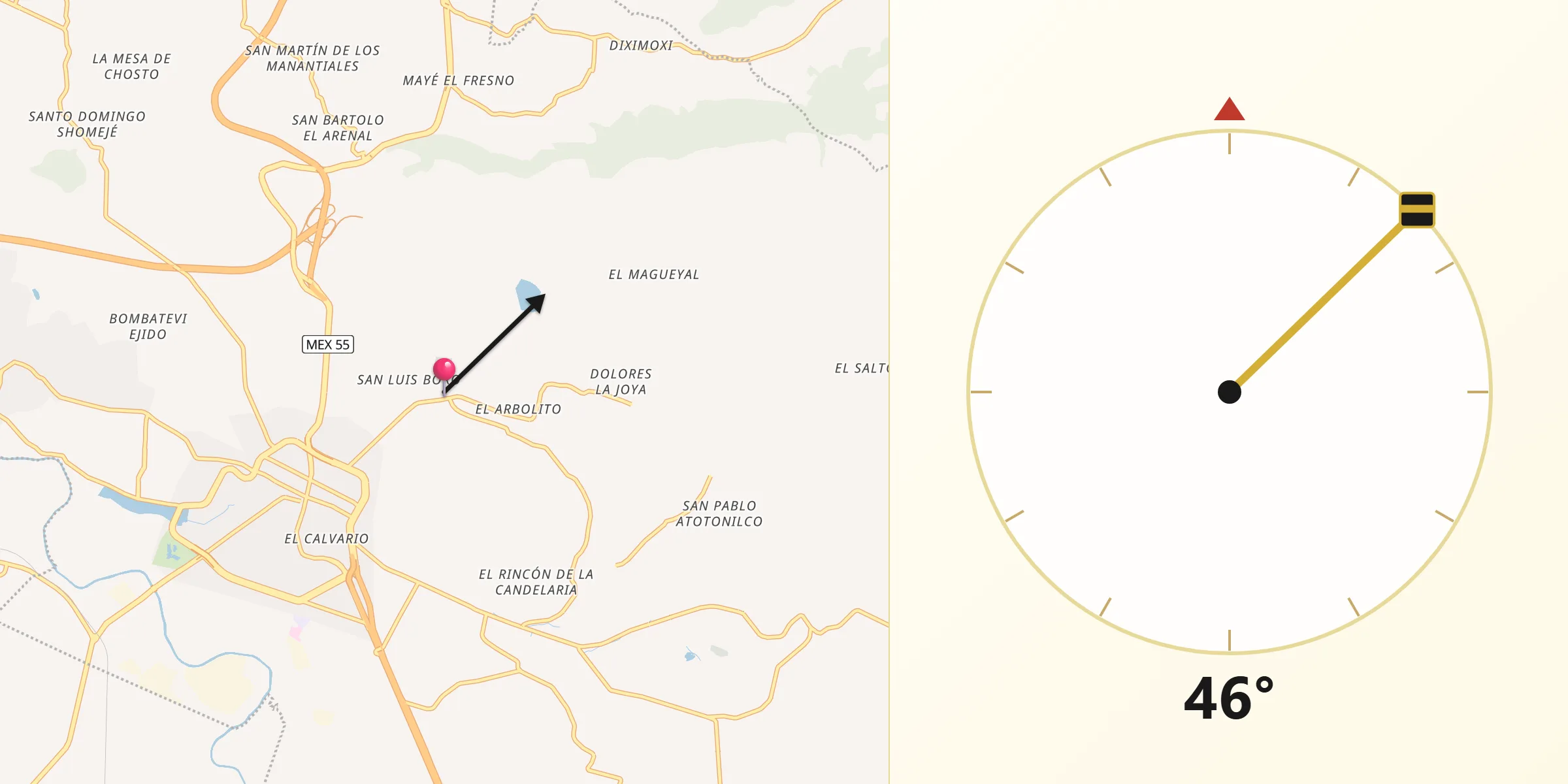 Dirección de la Qibla desde San Luis Boro