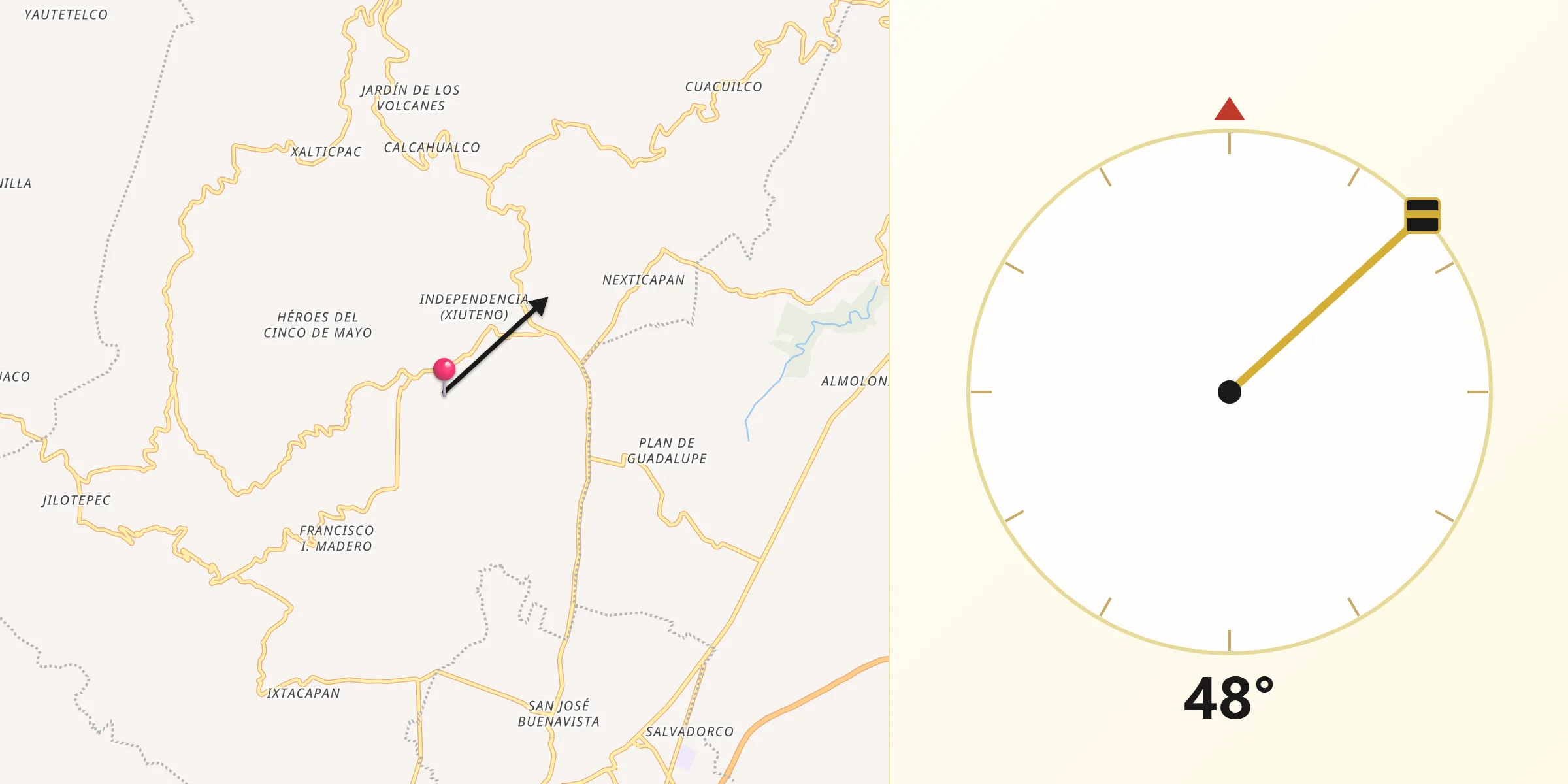 Dirección de la Qibla desde El Molino