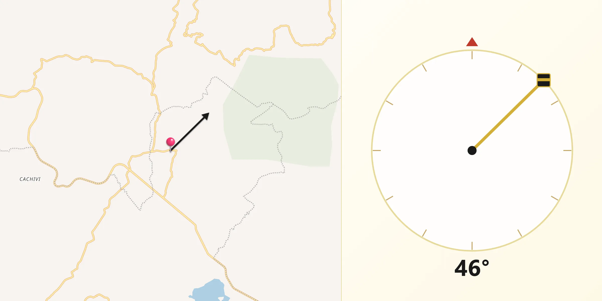 Dirección de la Qibla desde Tupátaro