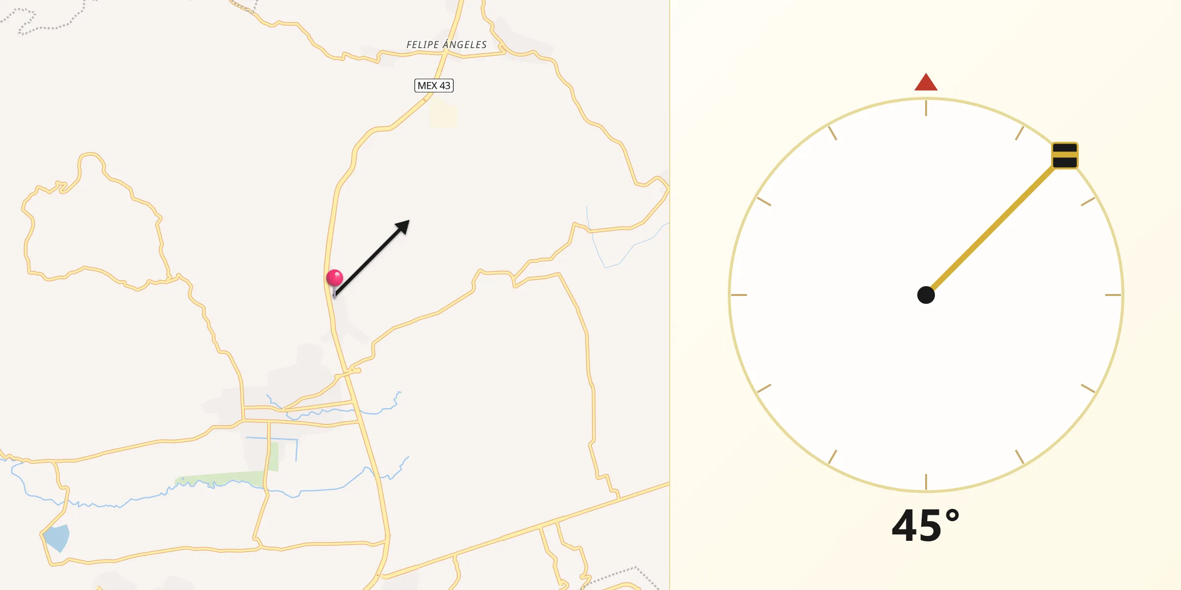 Dirección de la Qibla desde Mesón Nuevo (Cañada de la Magdalena)