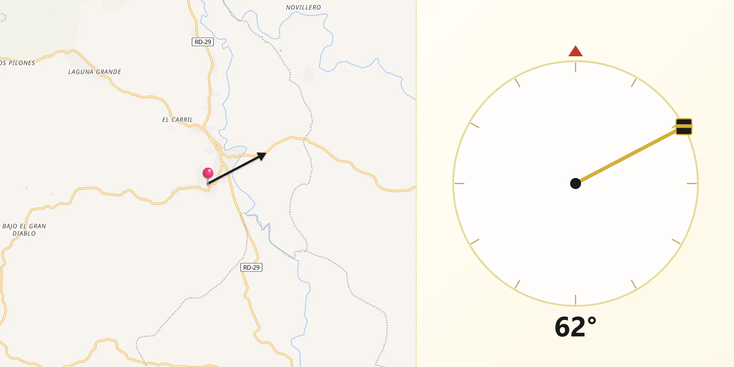 Dirección de la Qibla desde Villa Isabela