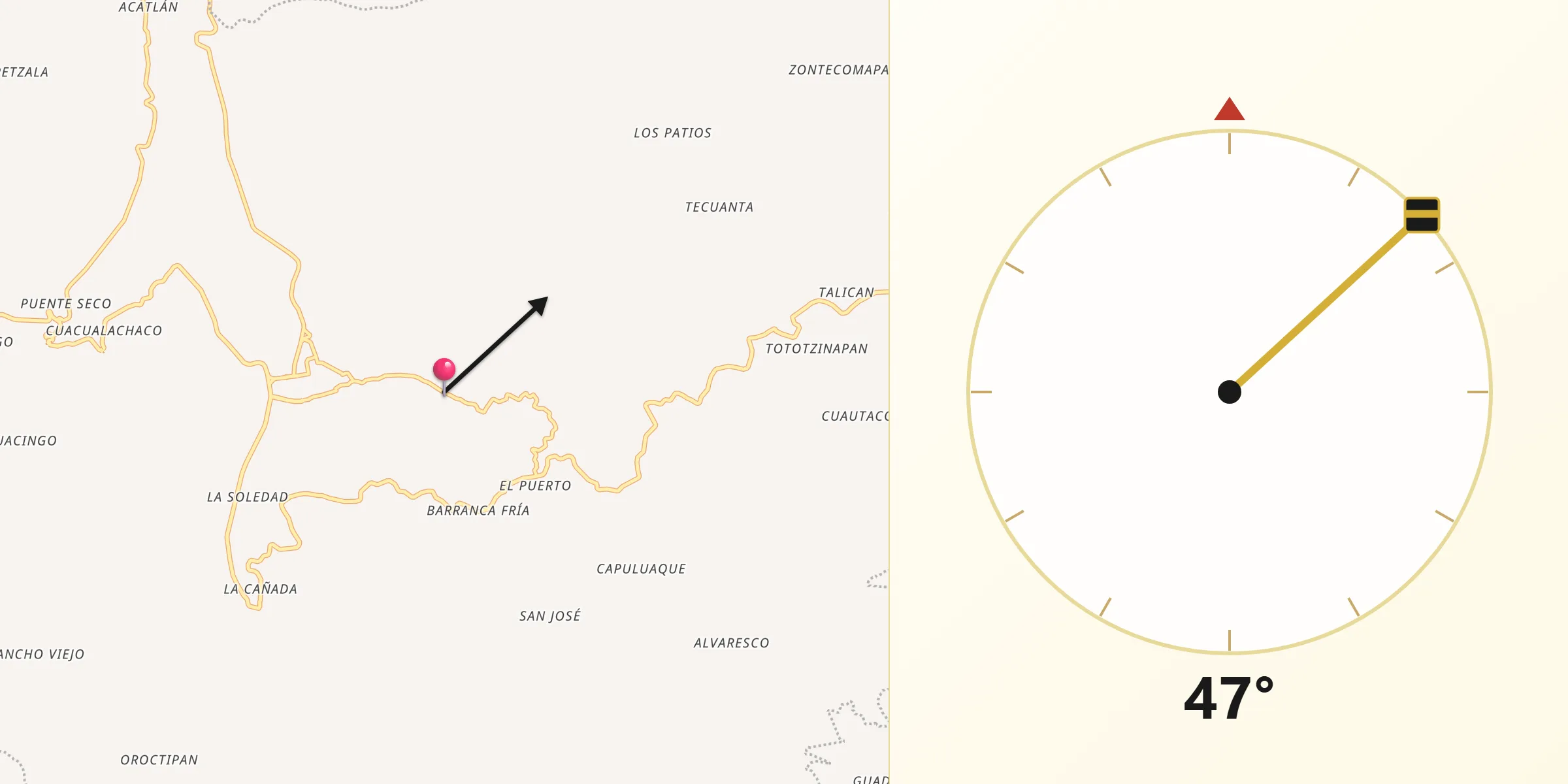 Dirección de la Qibla desde Benito Juárez