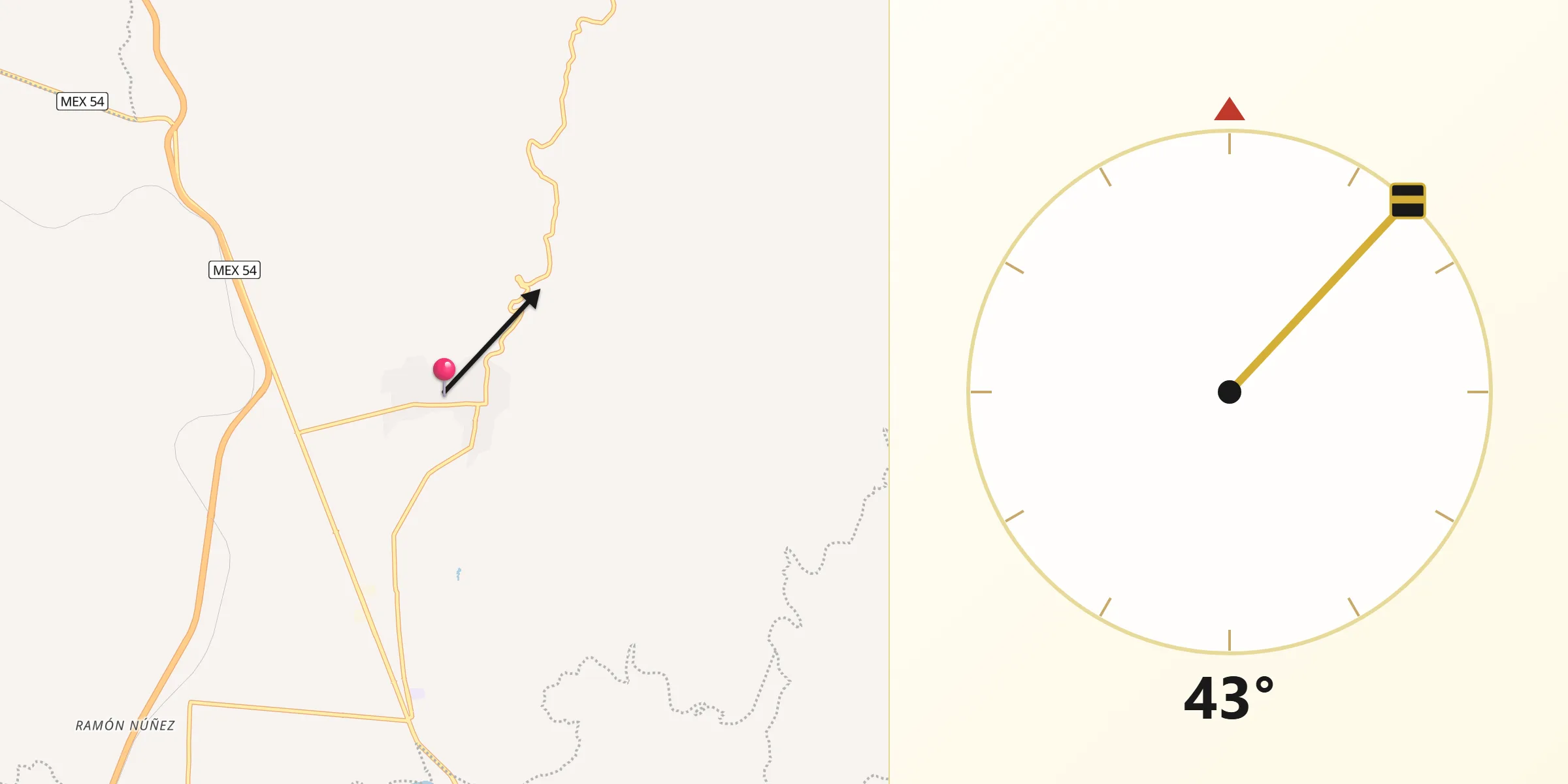 Dirección de la Qibla desde San Andrés Ixtlán