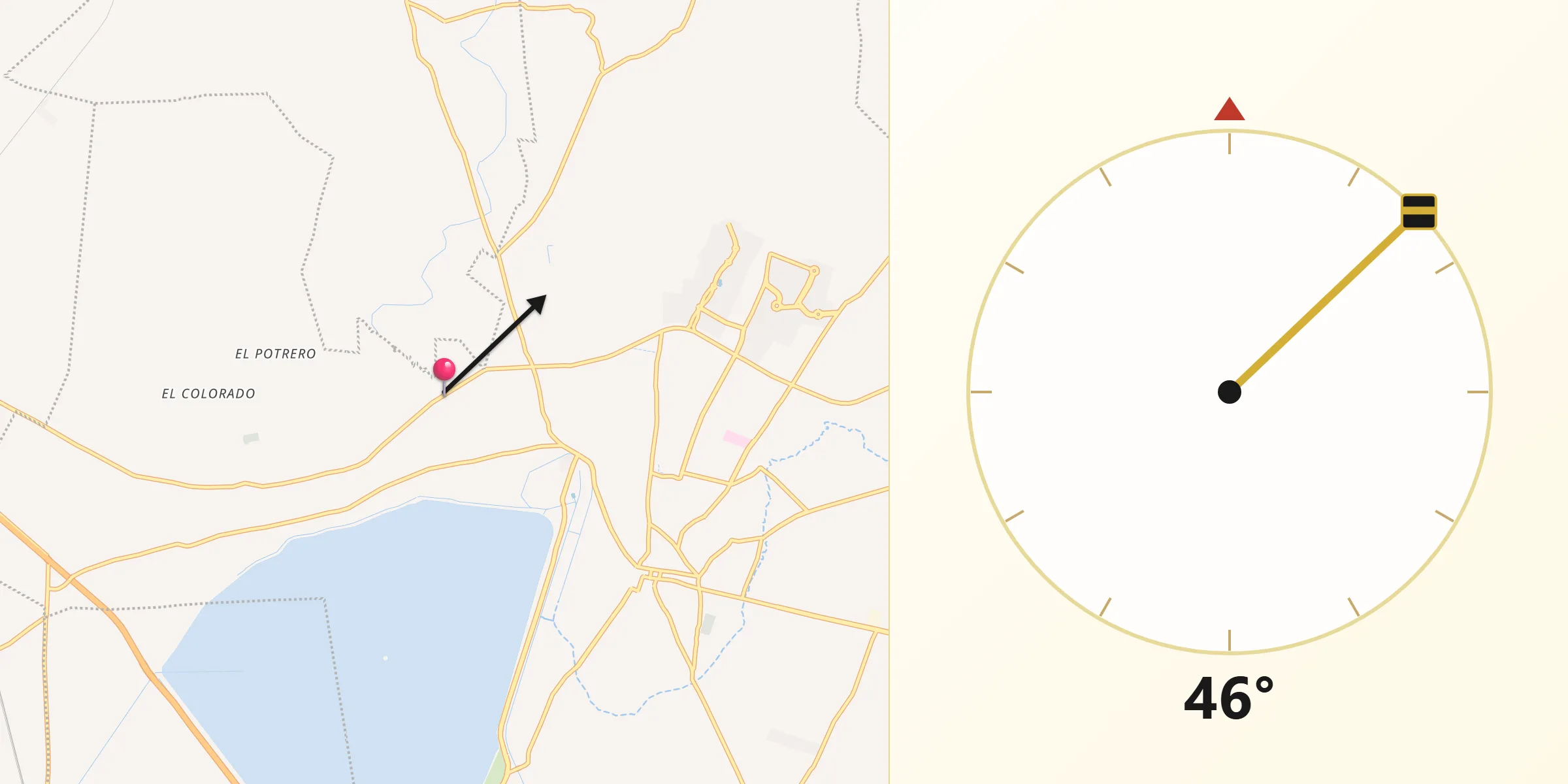 Dirección de la Qibla desde Santa María de Guadalupe
