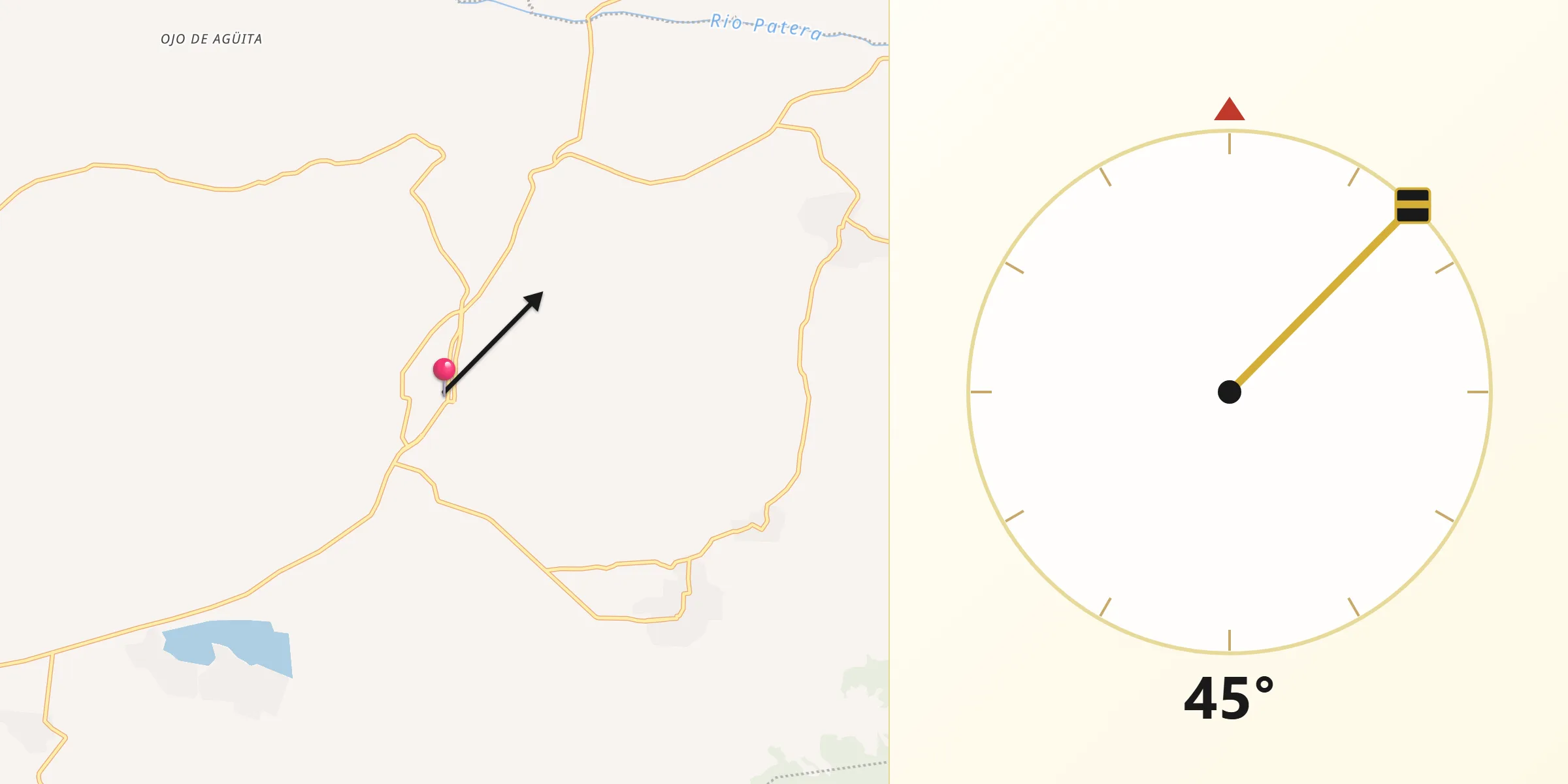 Dirección de la Qibla desde Coeneo de la Libertad