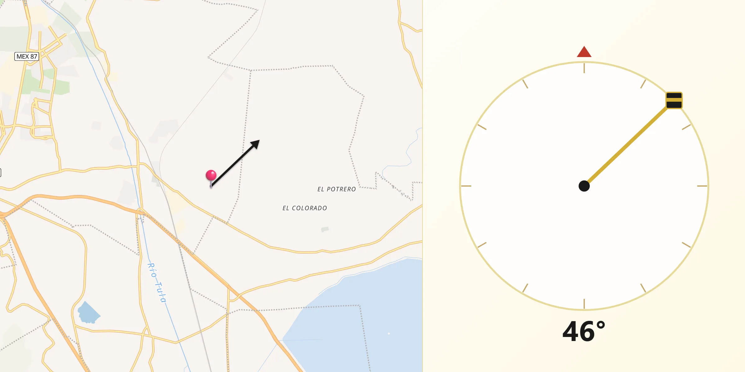 Dirección de la Qibla desde San Pedro Xalpa