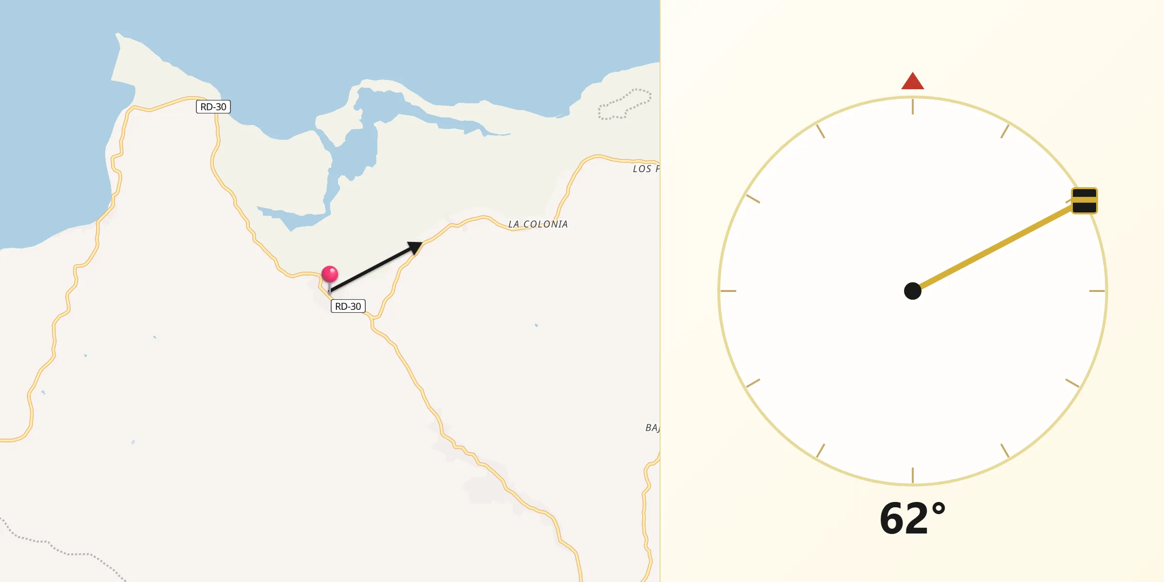 Dirección de la Qibla desde Estero Hondo