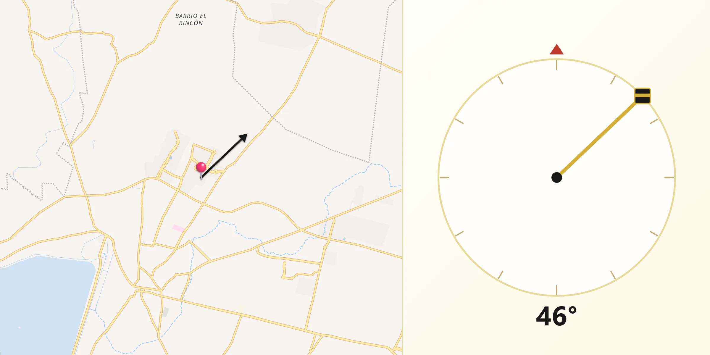 Dirección de la Qibla desde Fraccionamiento la Trinidad