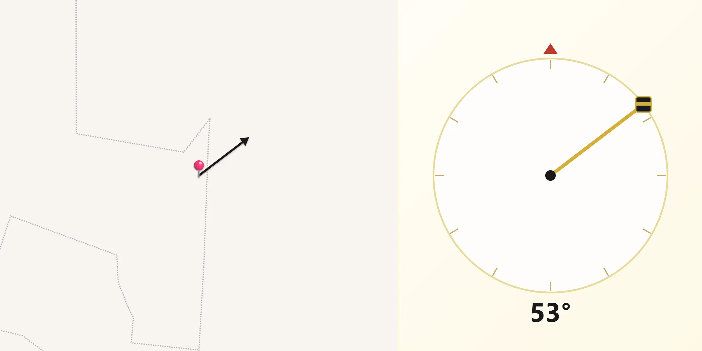 Dirección de la Qibla desde Tenabo