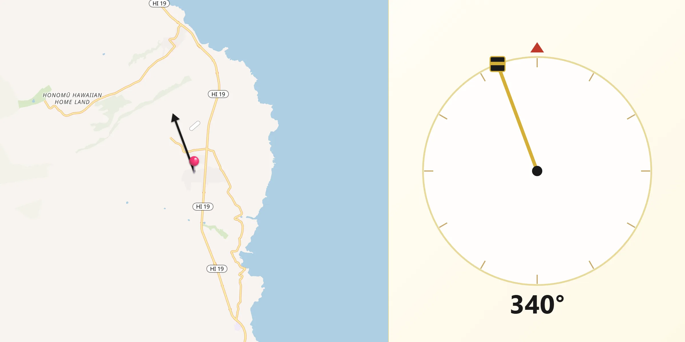 Qibla Direction from Pepeekeo