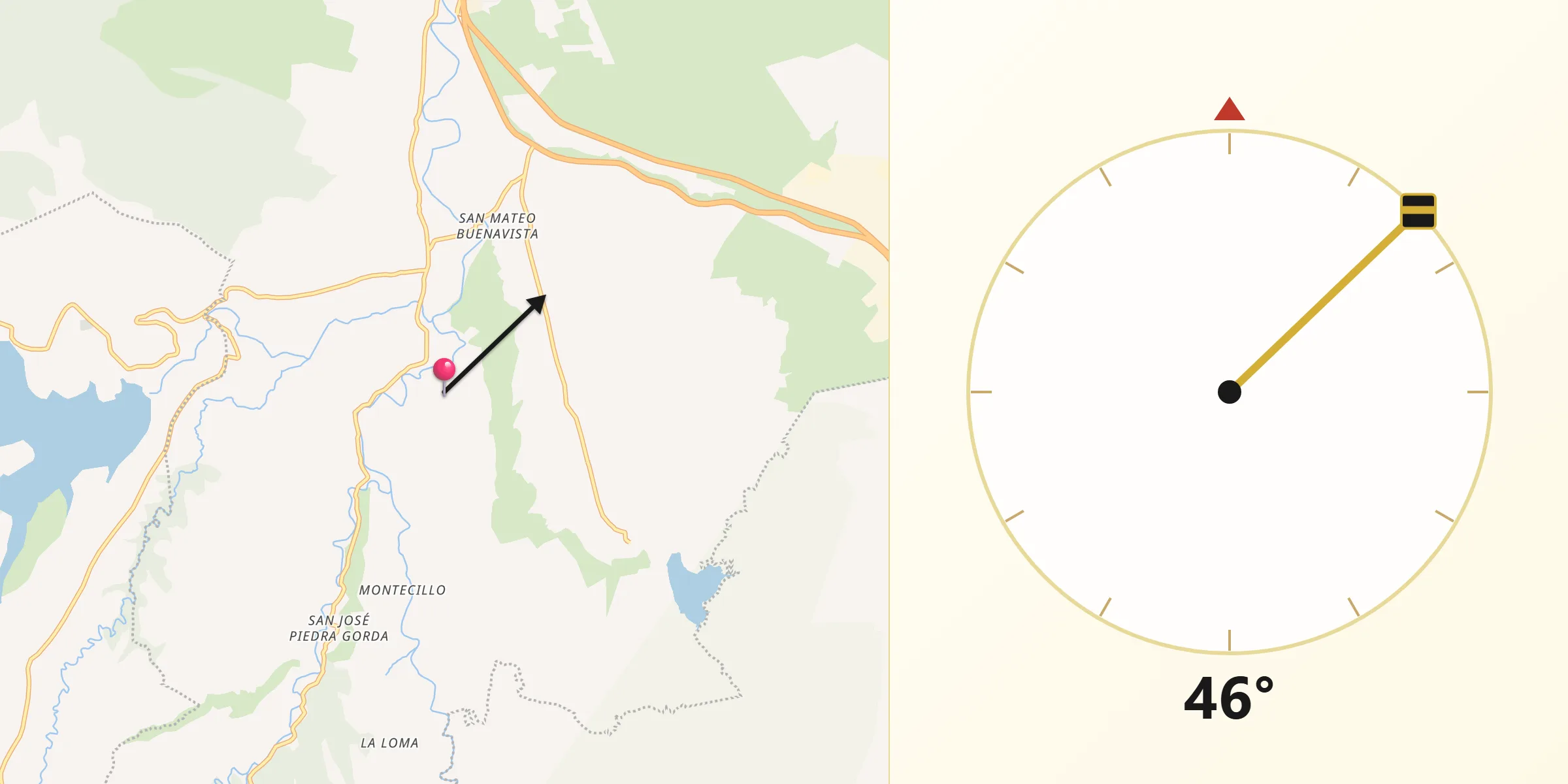 Dirección de la Qibla desde San Ignacio Nopala