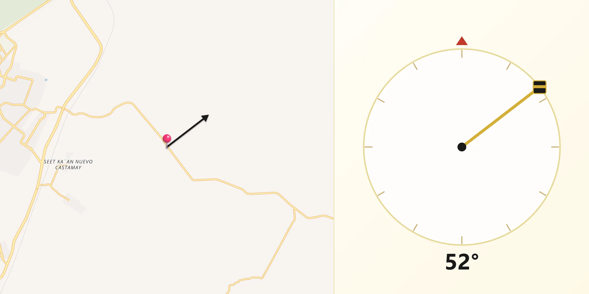Dirección de la Qibla desde Castamay