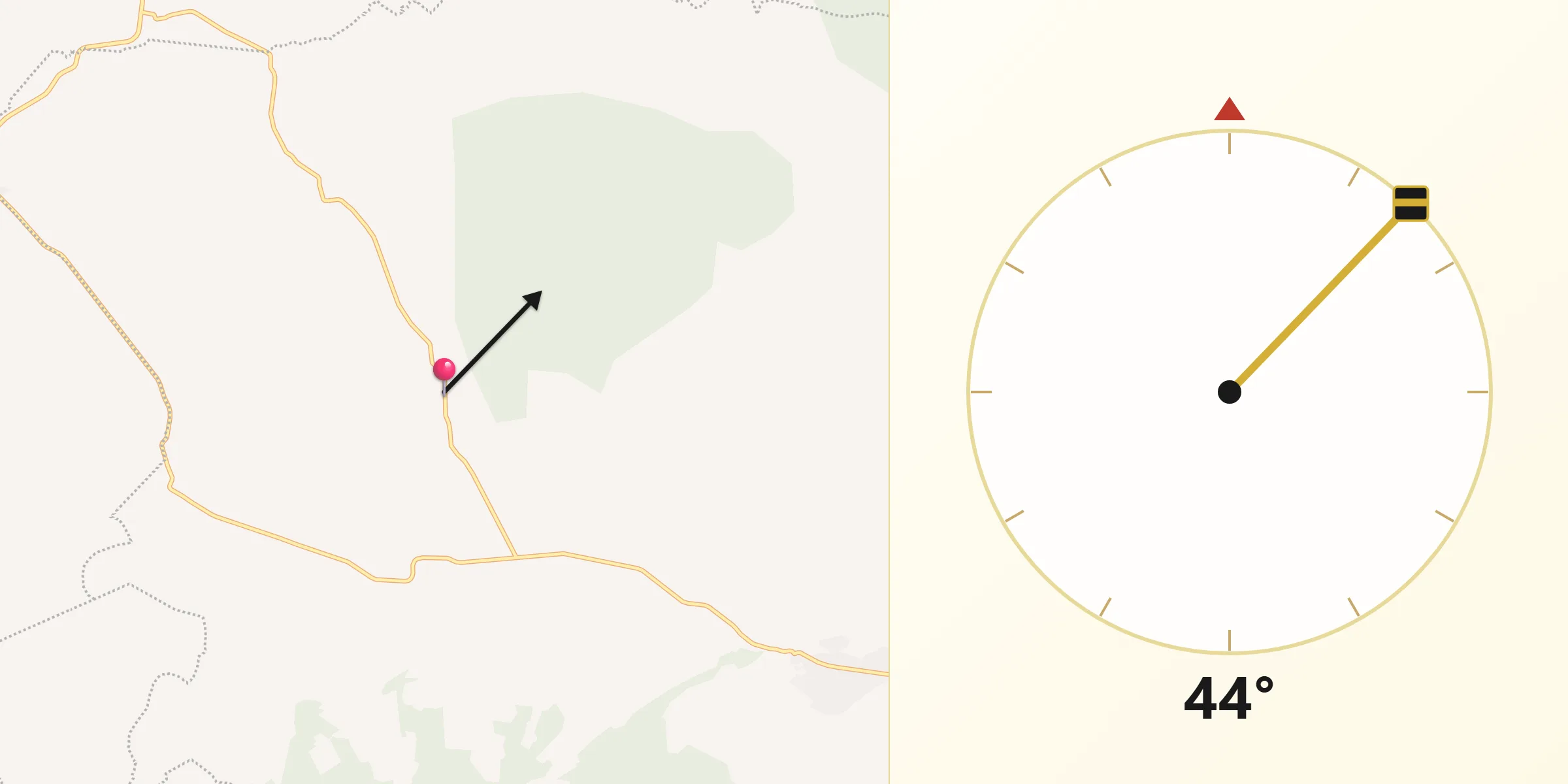 Dirección de la Qibla desde Tengüecho