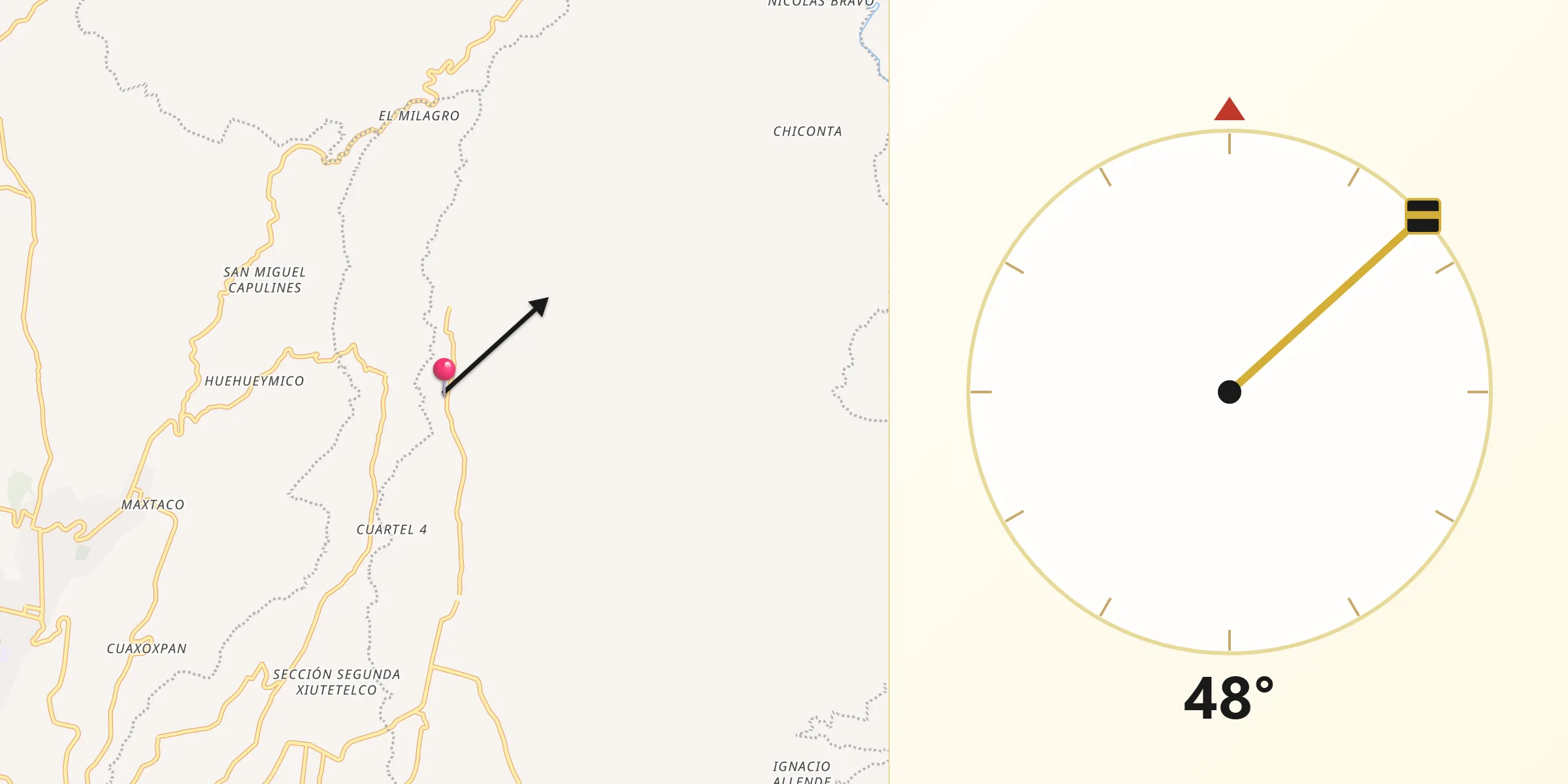Dirección de la Qibla desde Melchor Ocampo