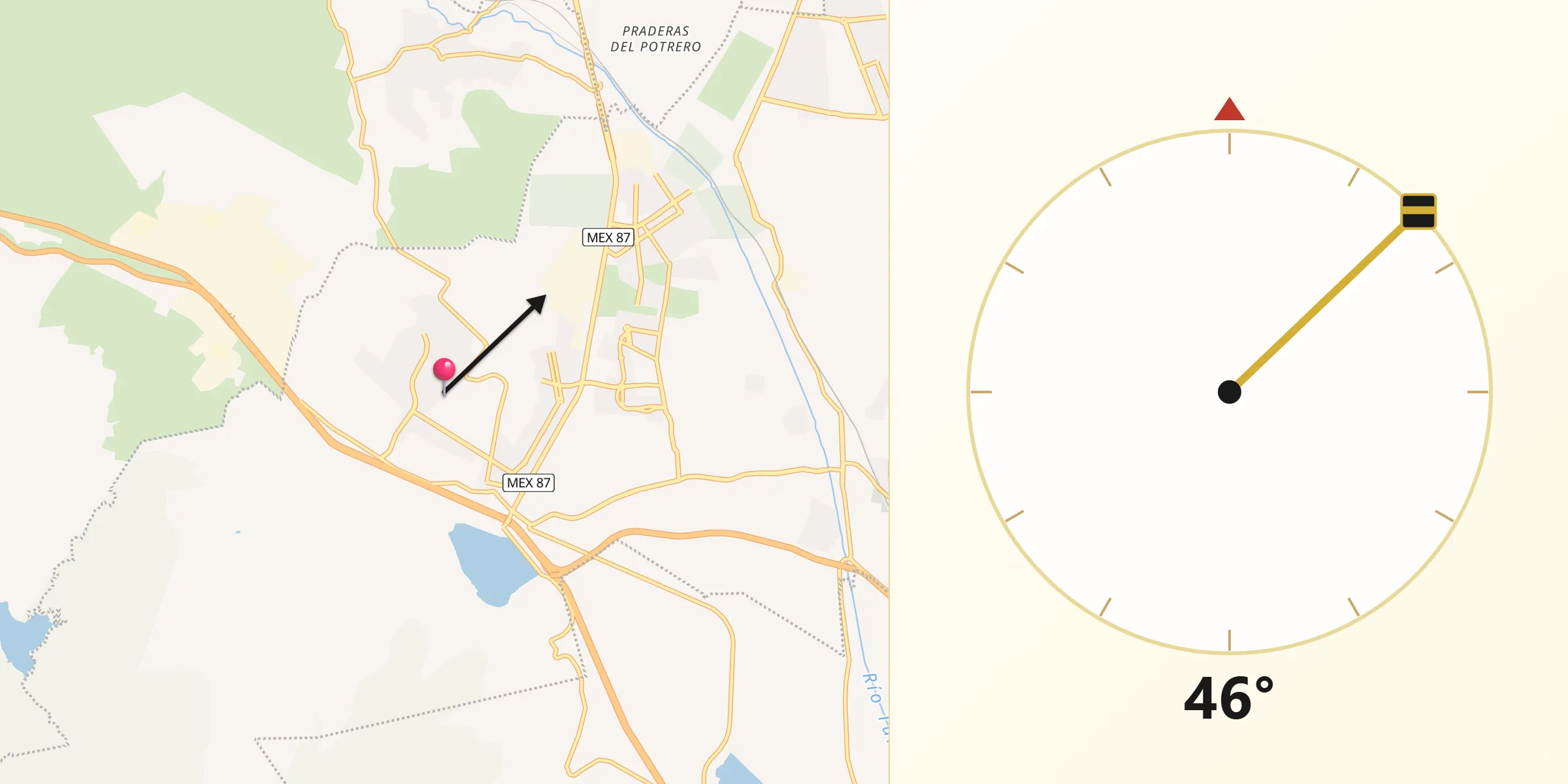 Dirección de la Qibla desde Villa URBI del Rey