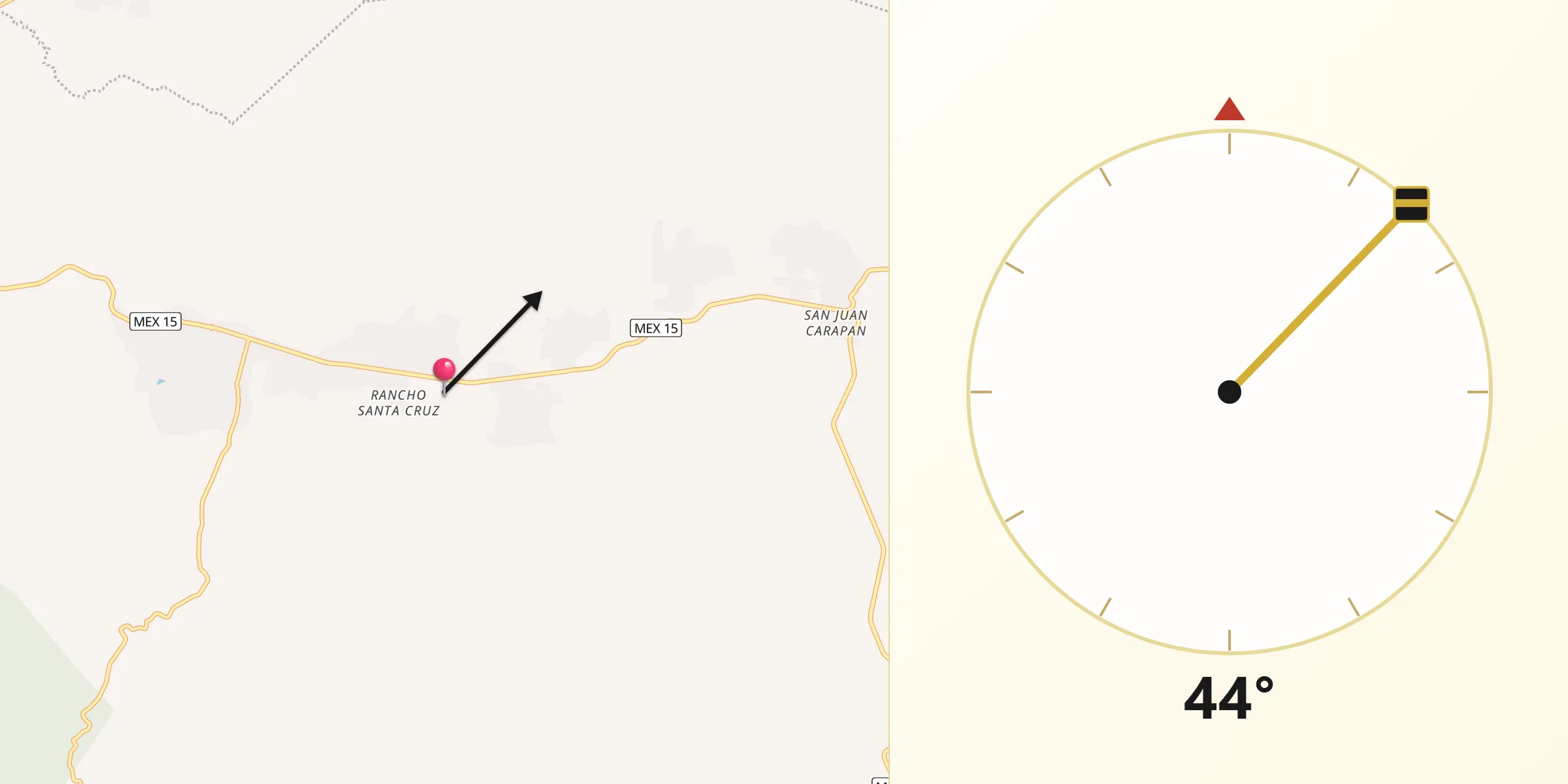 Dirección de la Qibla desde Chilchota
