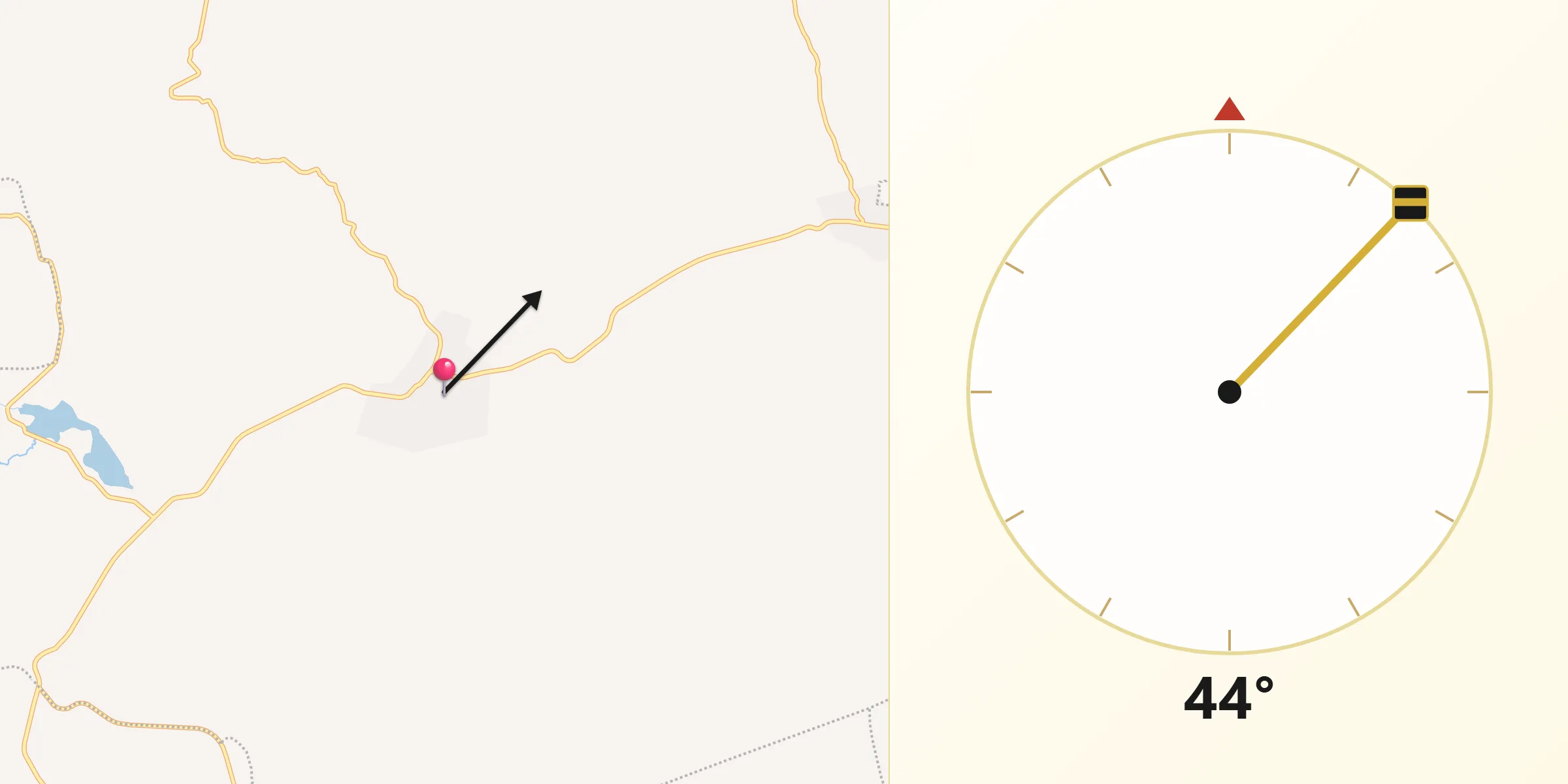 Dirección de la Qibla desde Tarécuato