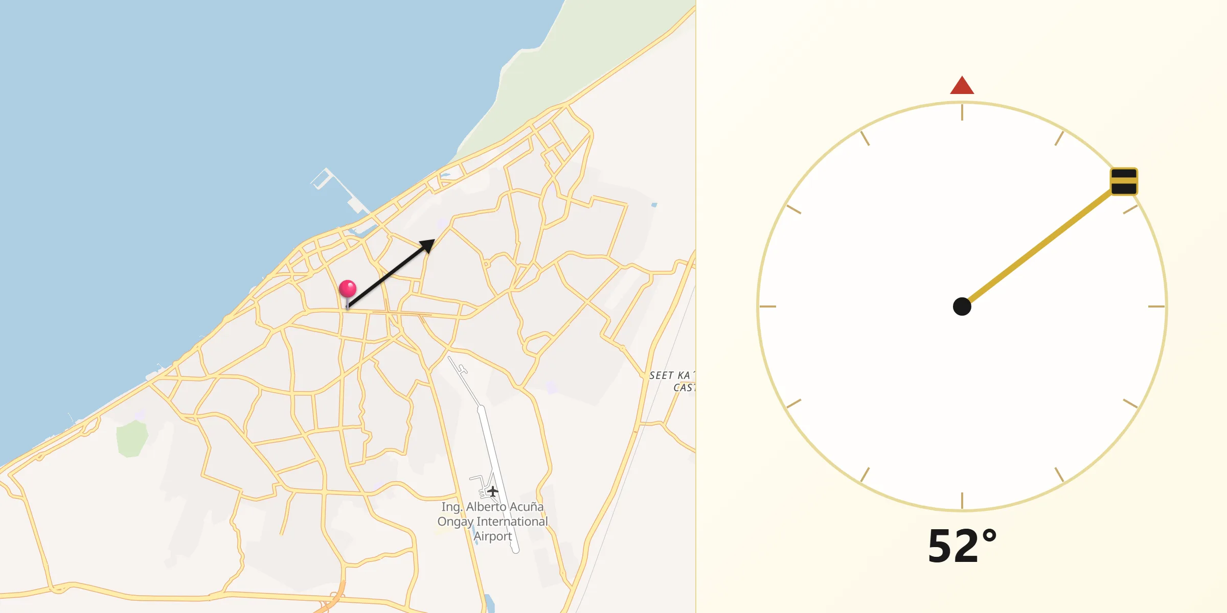 Dirección de la Qibla desde Campeche