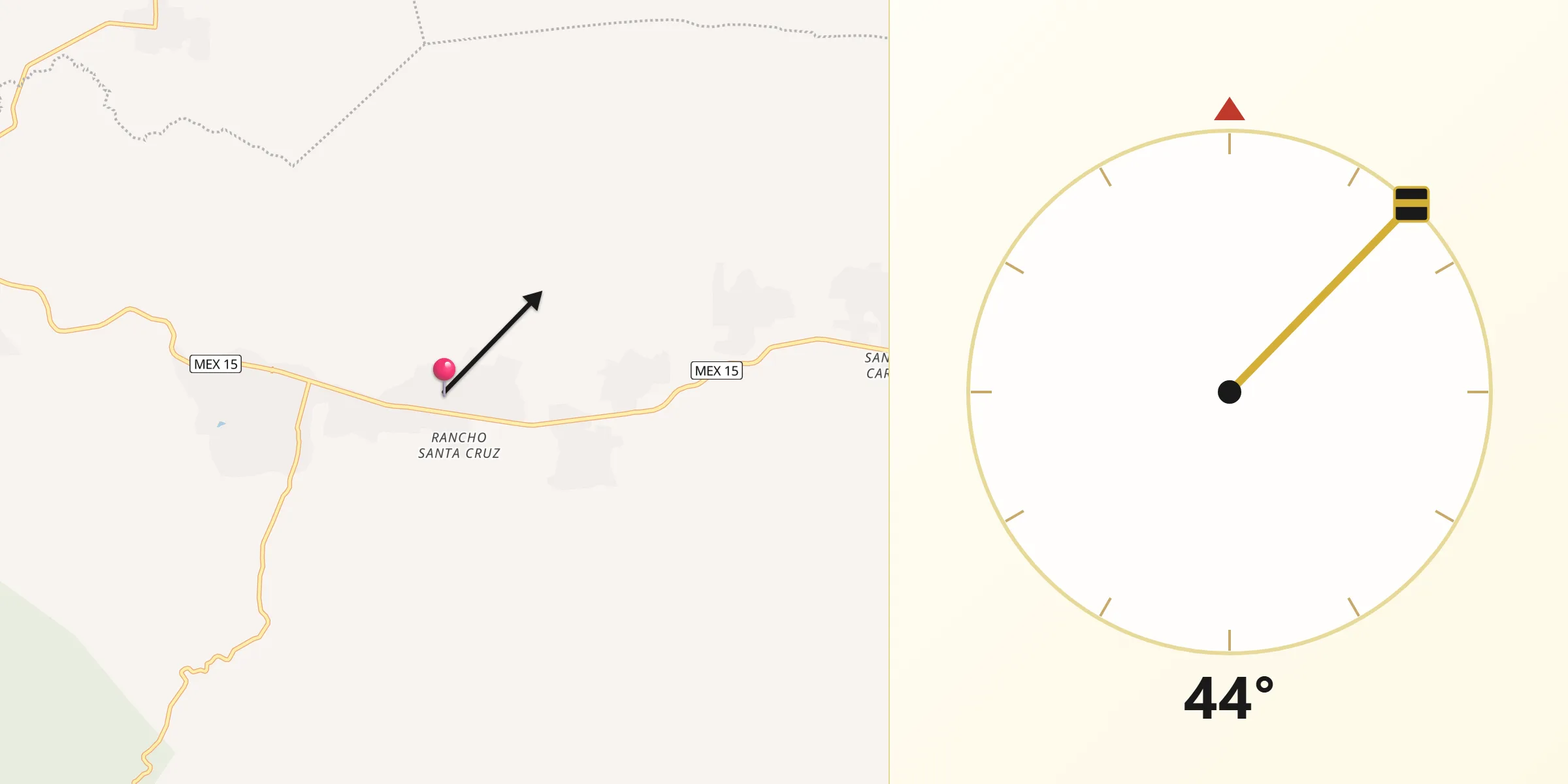 Dirección de la Qibla desde Acachuén