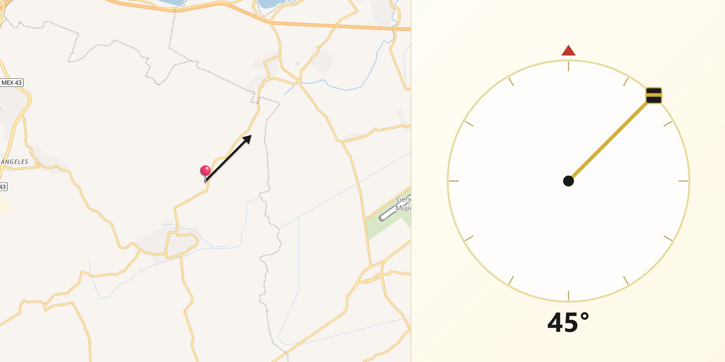 Dirección de la Qibla desde Cuparátaro
