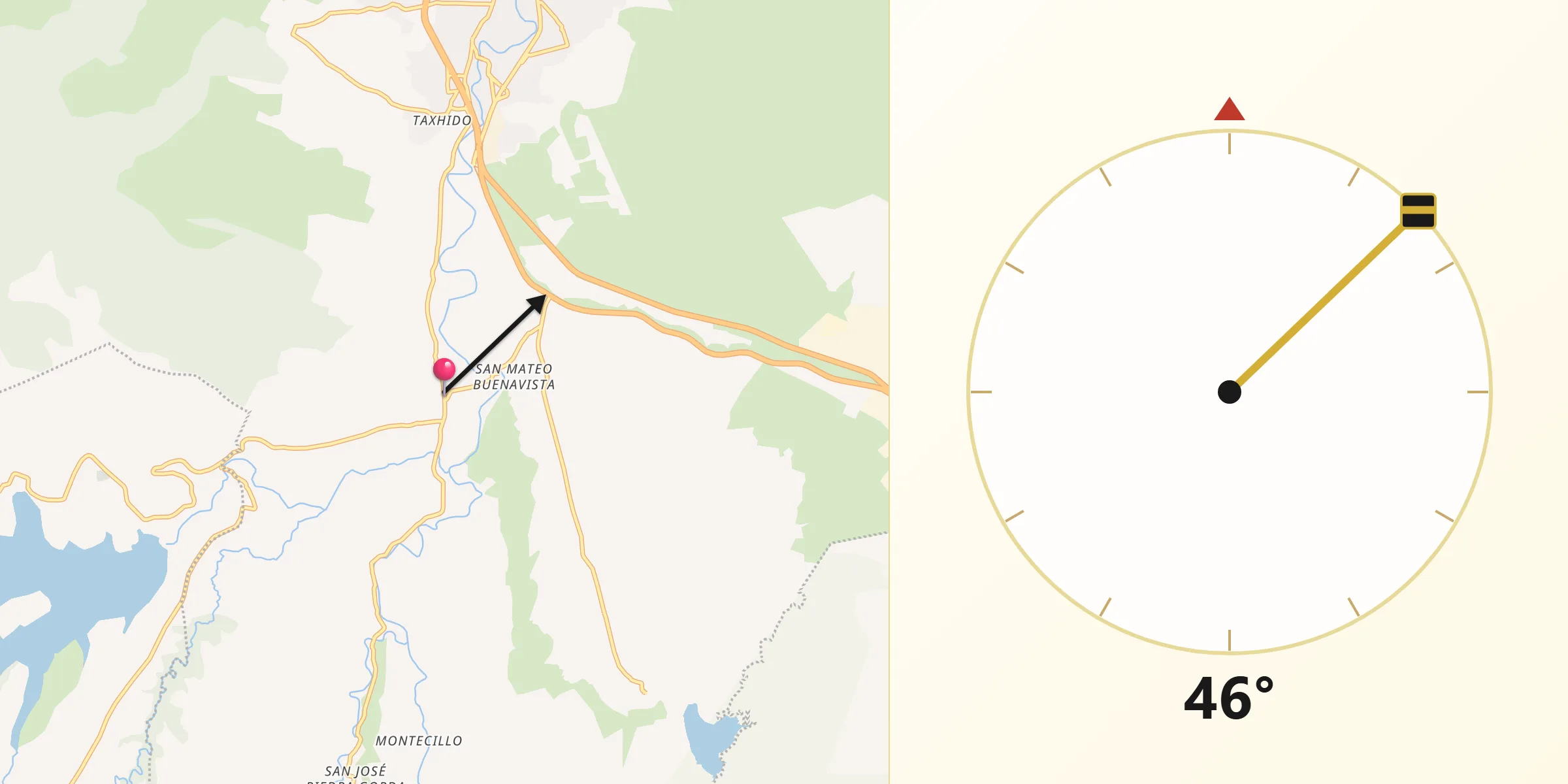 Dirección de la Qibla desde Santa María Quelites