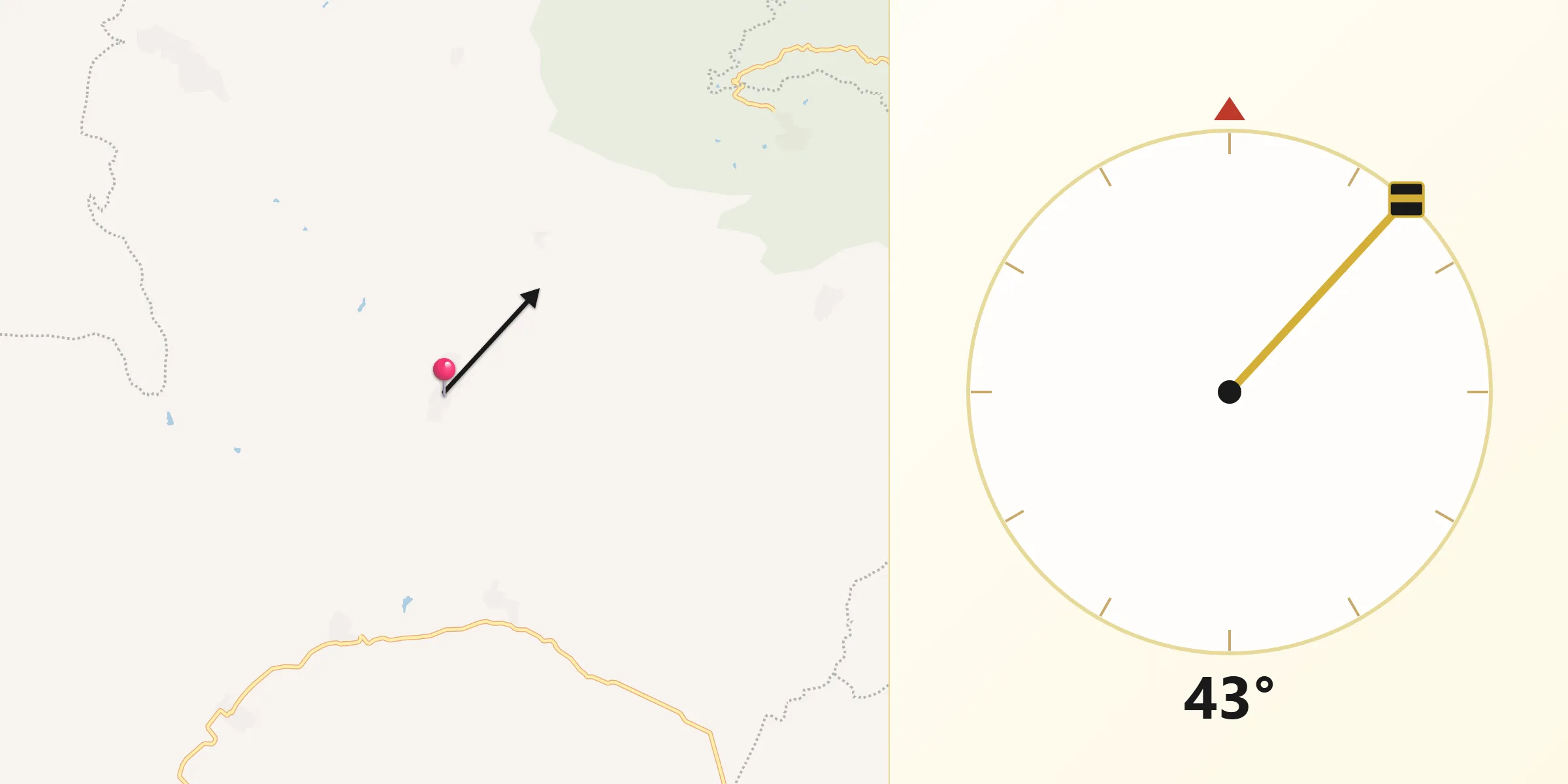 Dirección de la Qibla desde El Cerrito