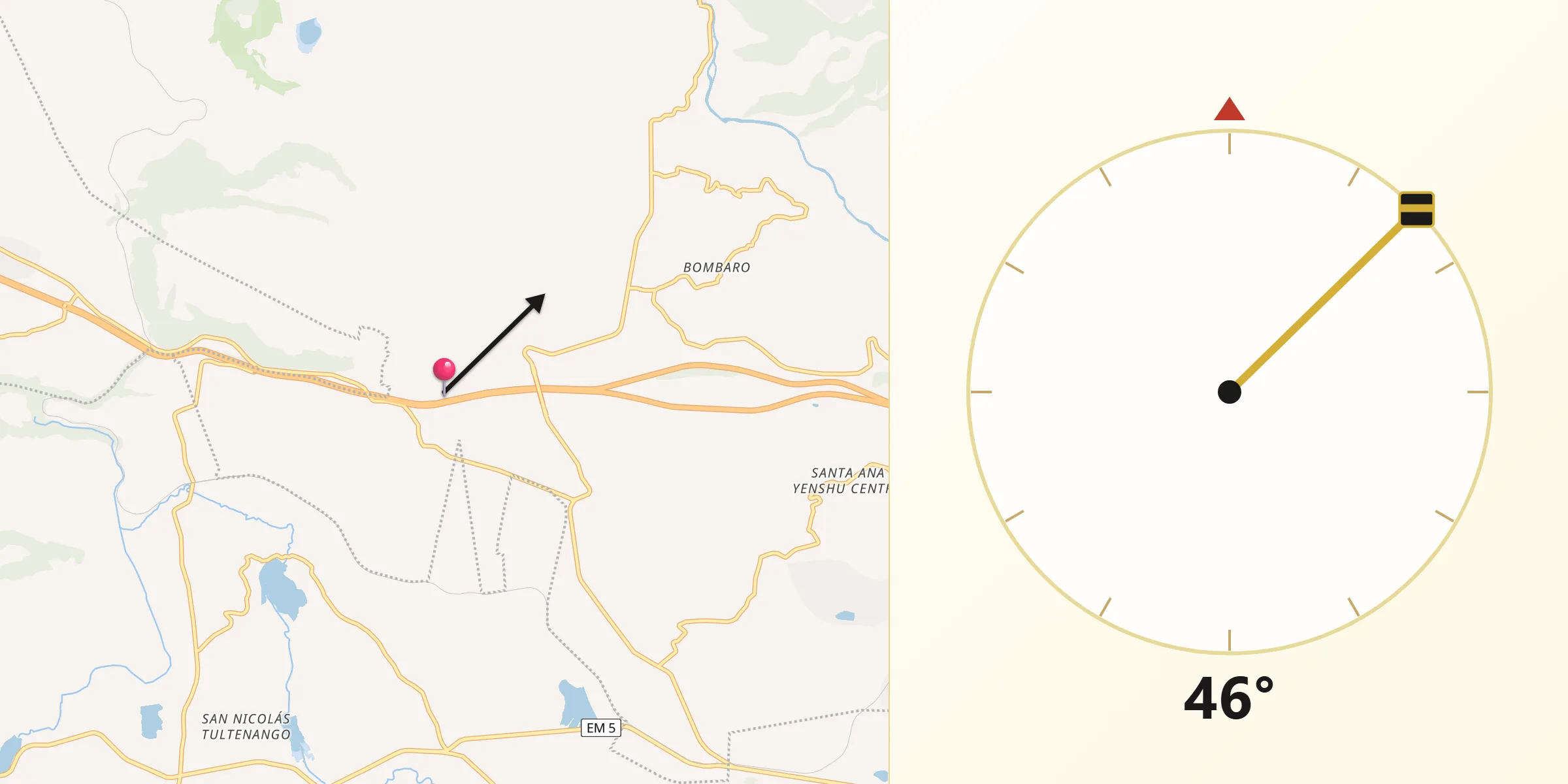 Dirección de la Qibla desde Santa María Canchesdá