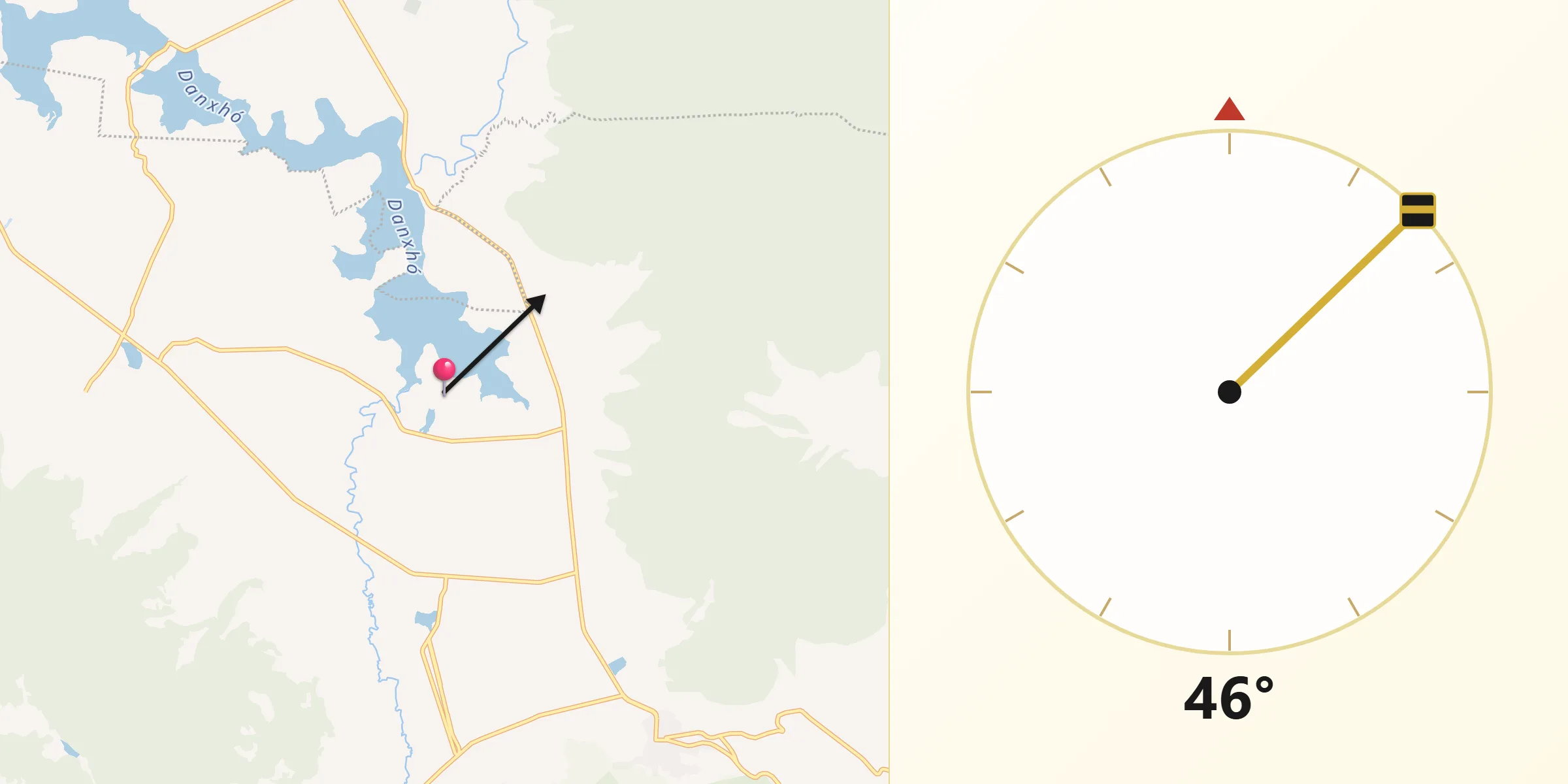 Dirección de la Qibla desde Santa María
