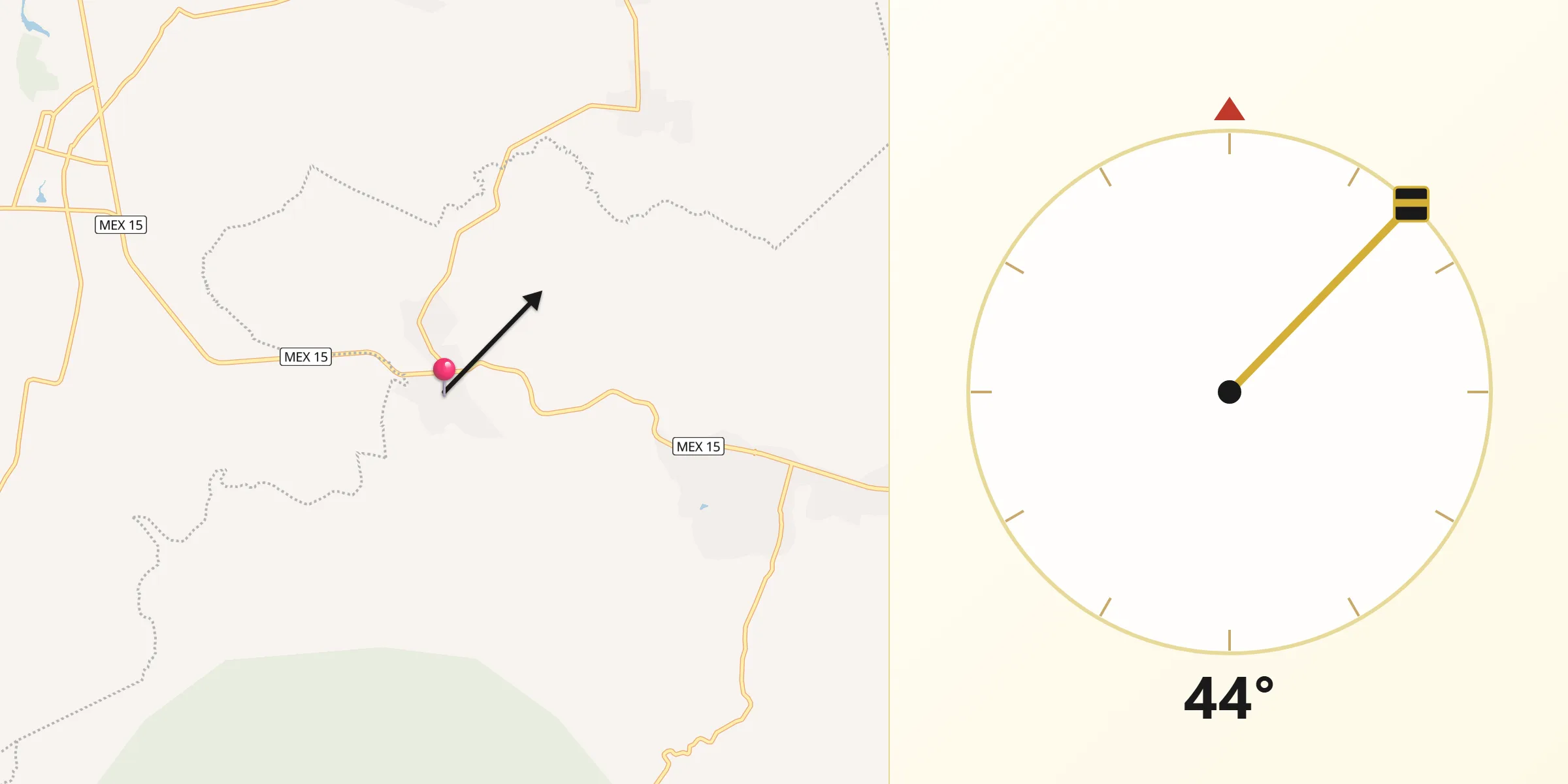 Dirección de la Qibla desde Los Nogales