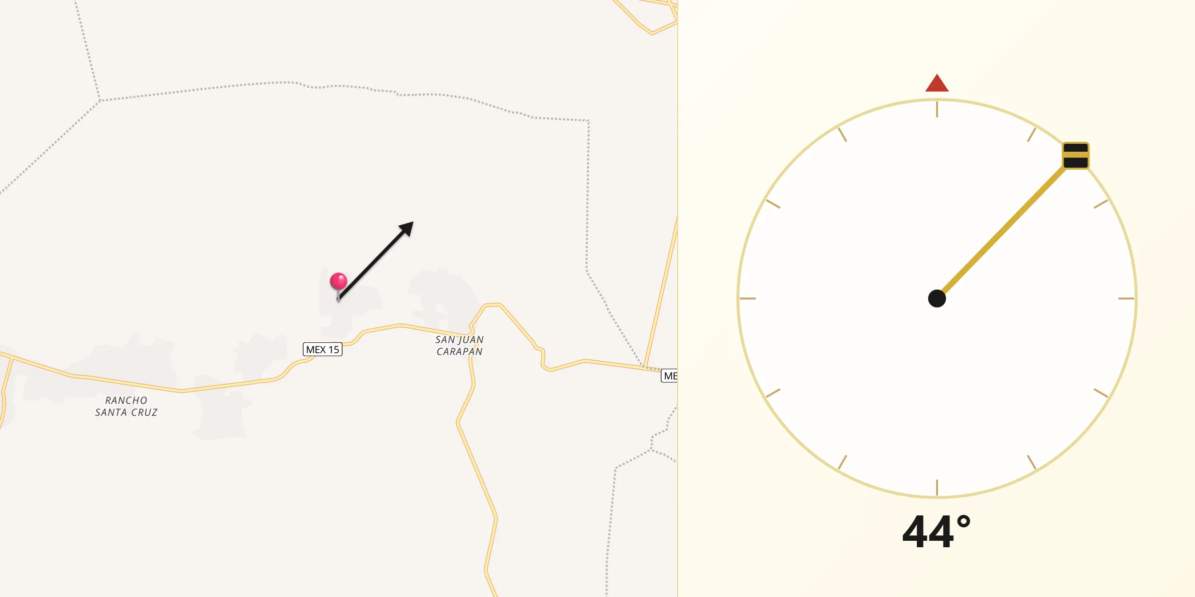 Dirección de la Qibla desde Ichán