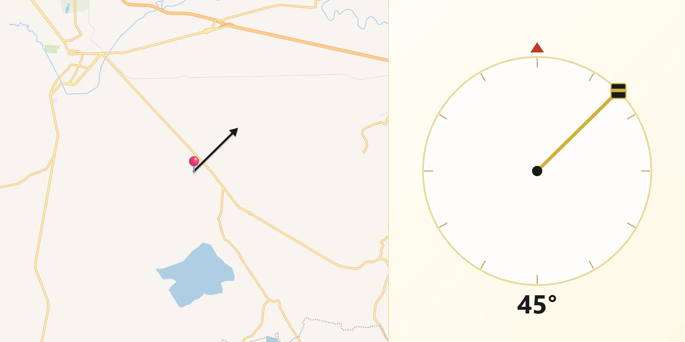 Dirección de la Qibla desde Santa Elena