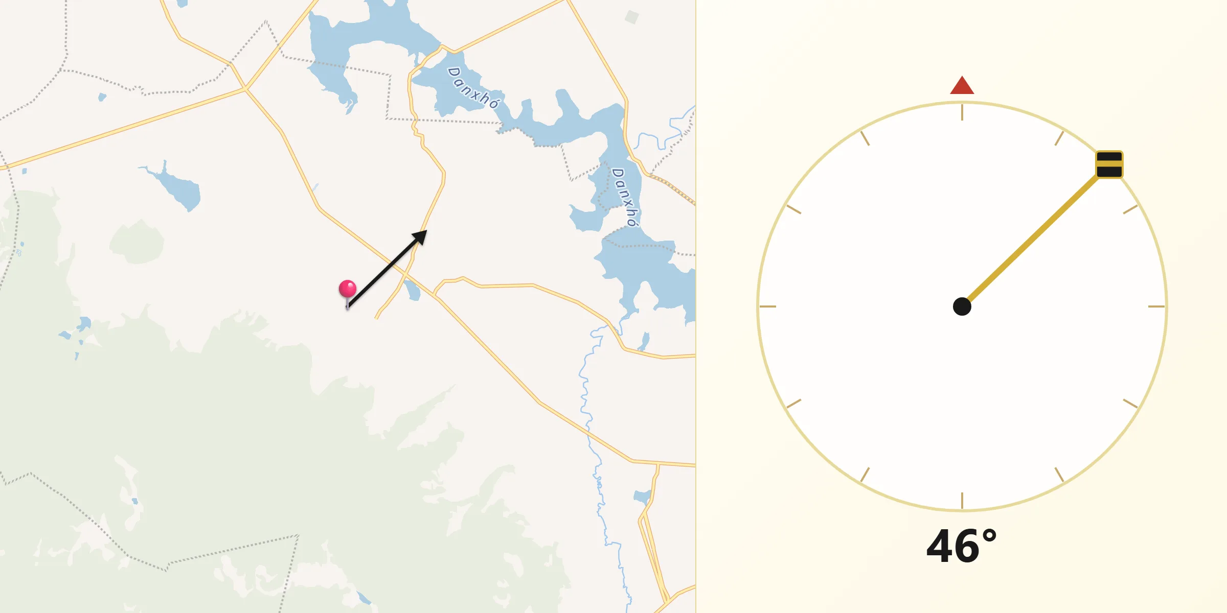 Dirección de la Qibla desde San Felipe Coamango